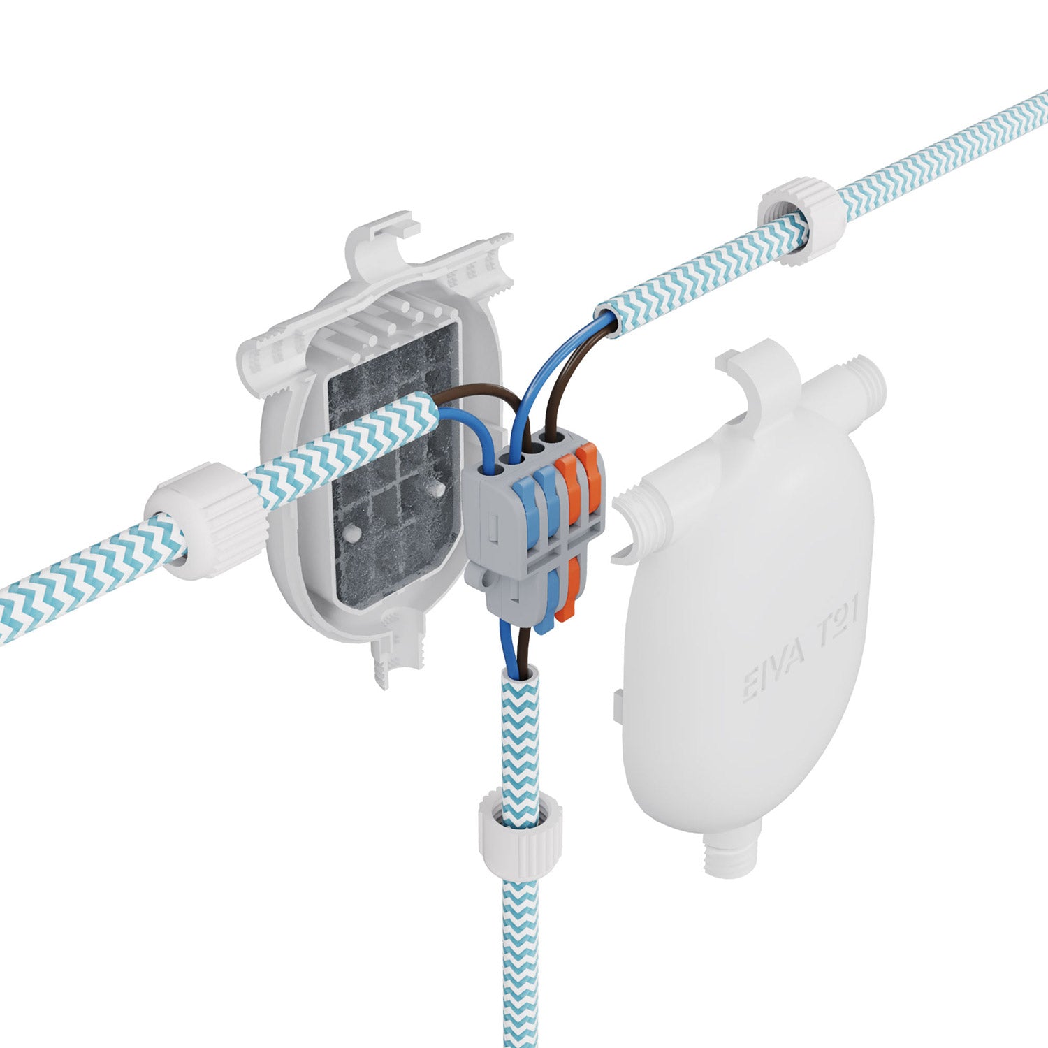 EIVA-3 Giunto a 3 vie IP65 per esterno - Sistema Modulair - Bianco