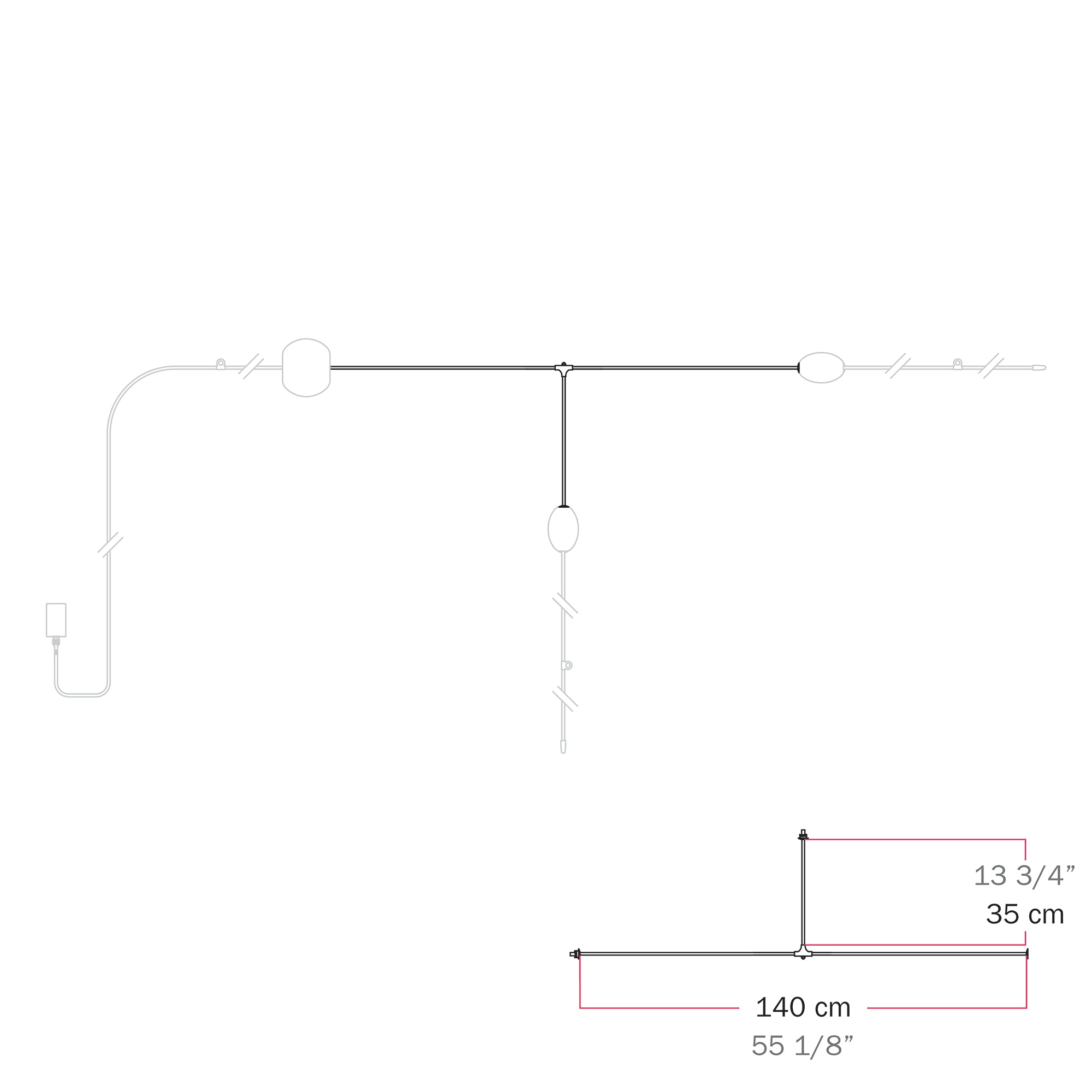Cavo di connessione tra paralumi con forma a T - Marina - Bianco sabbia