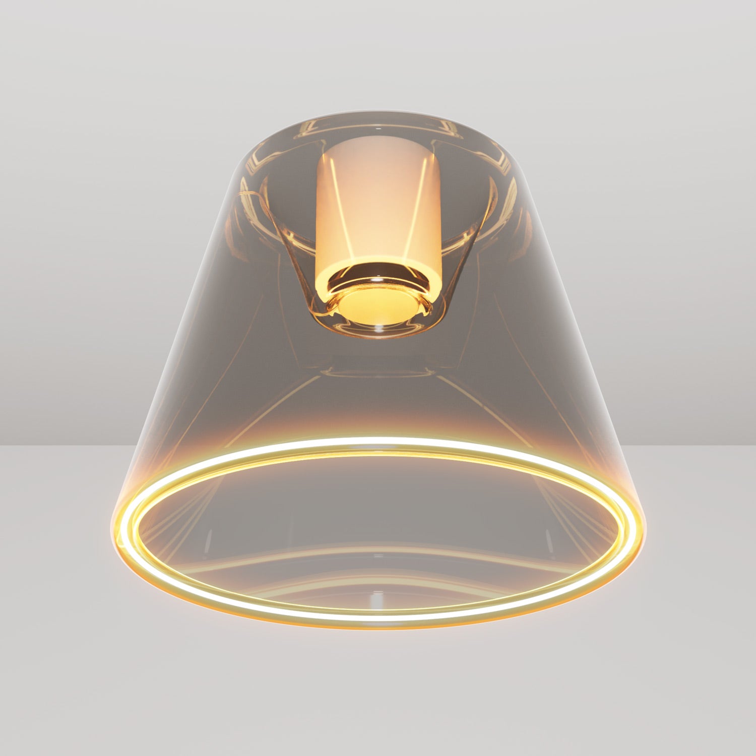 Plafoniera design con lampadina Ghost a cono smoky - Bianco