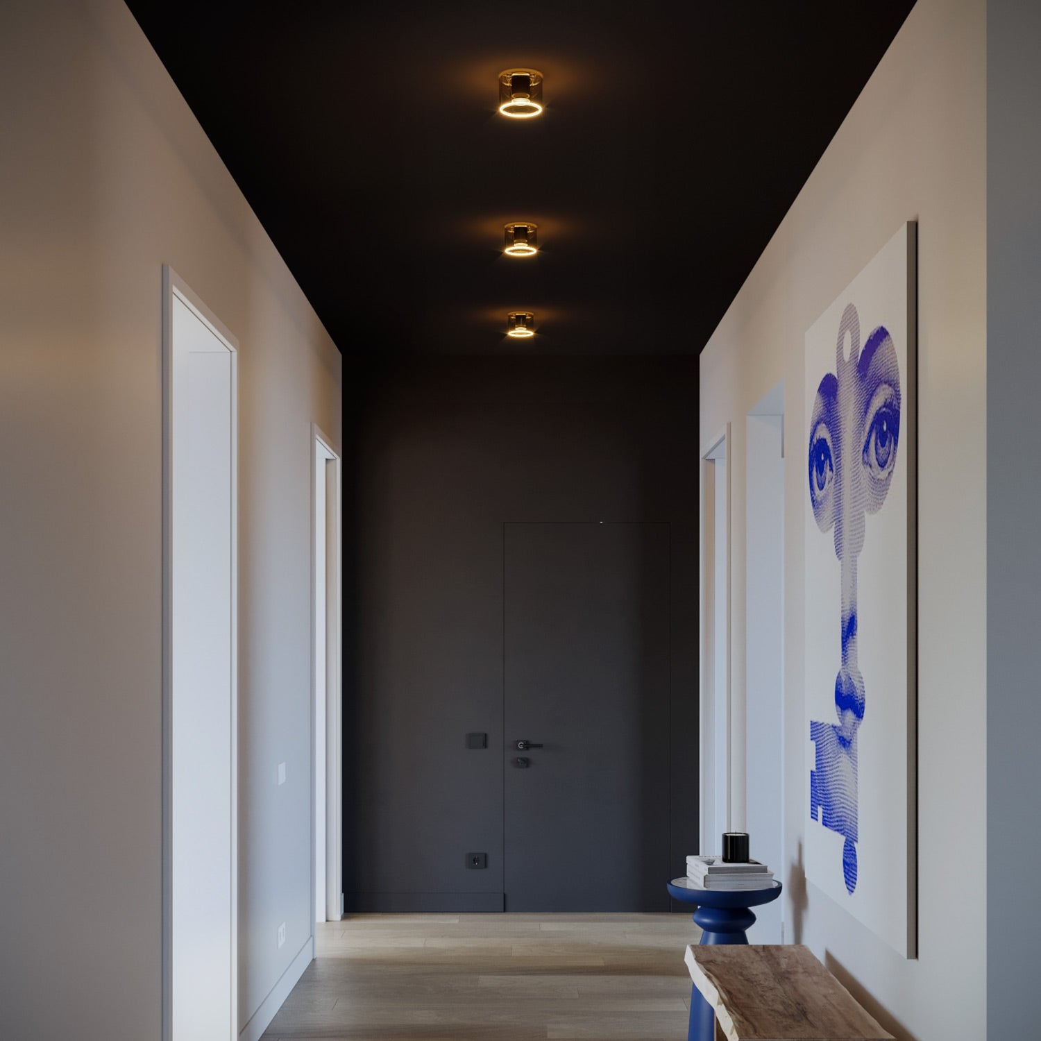 Applique con lampadina Ghost mini smoky - Nero