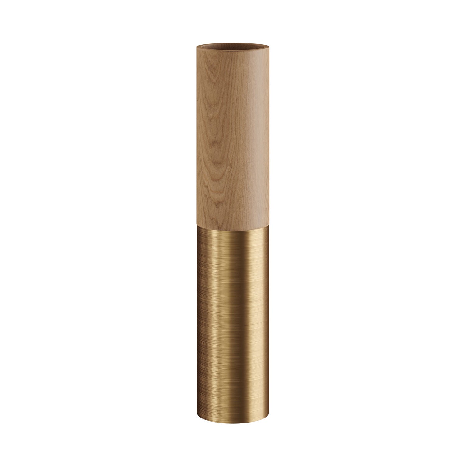 Tub-E14, tubo in legno e metallo per faretto con portalampada doppia ghiera E14 - Neutro e Bronzo satinato