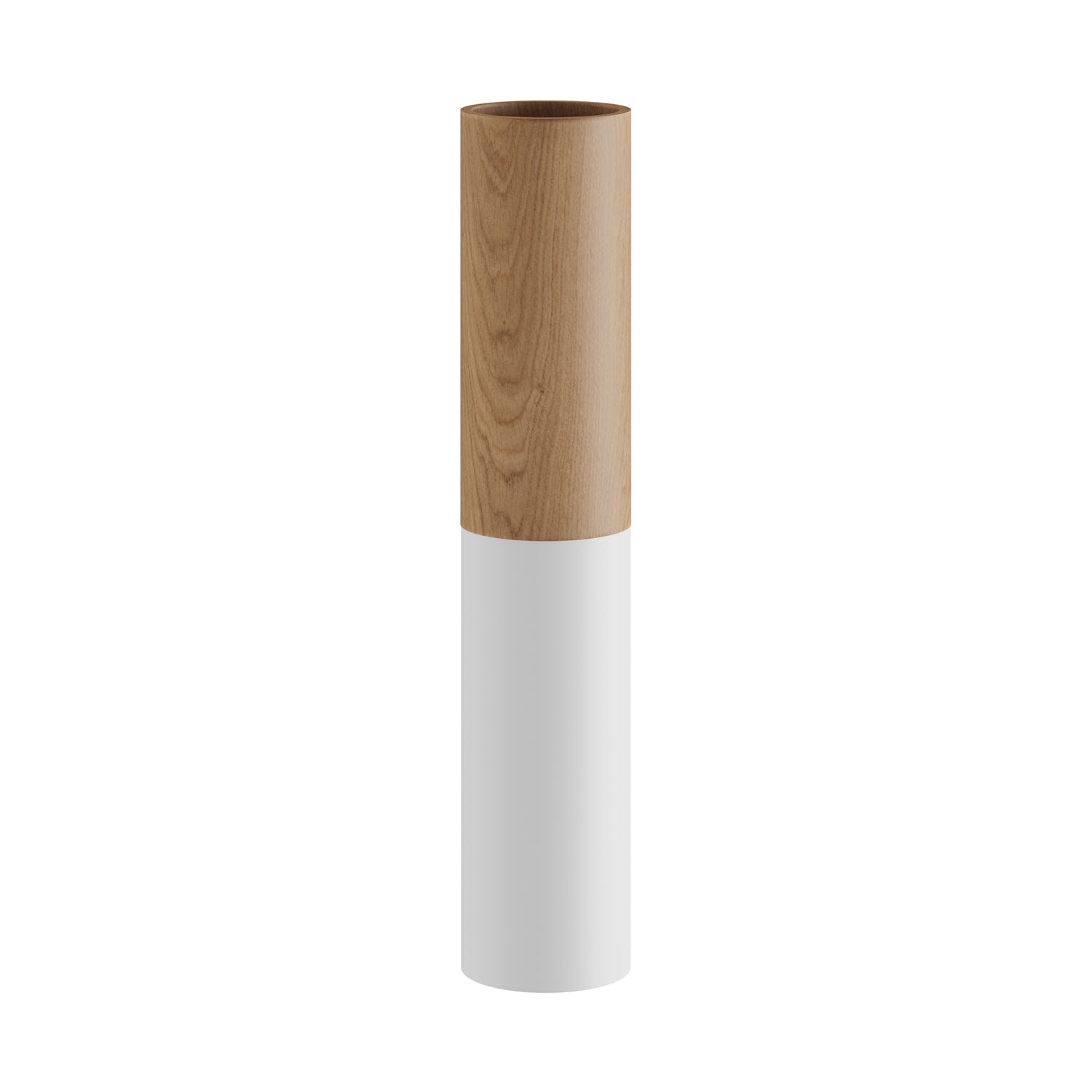 Tub-E14, tubo in legno e metallo per faretto con portalampada doppia ghiera E14 - Neutro e Bianco opaco