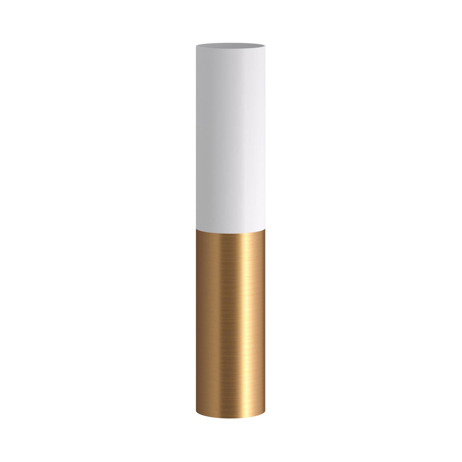 Tub-E14, tubo in metallo doppio per faretto con portalampada doppia ghiera E14 - Bianco opaco e Bronzo satinato