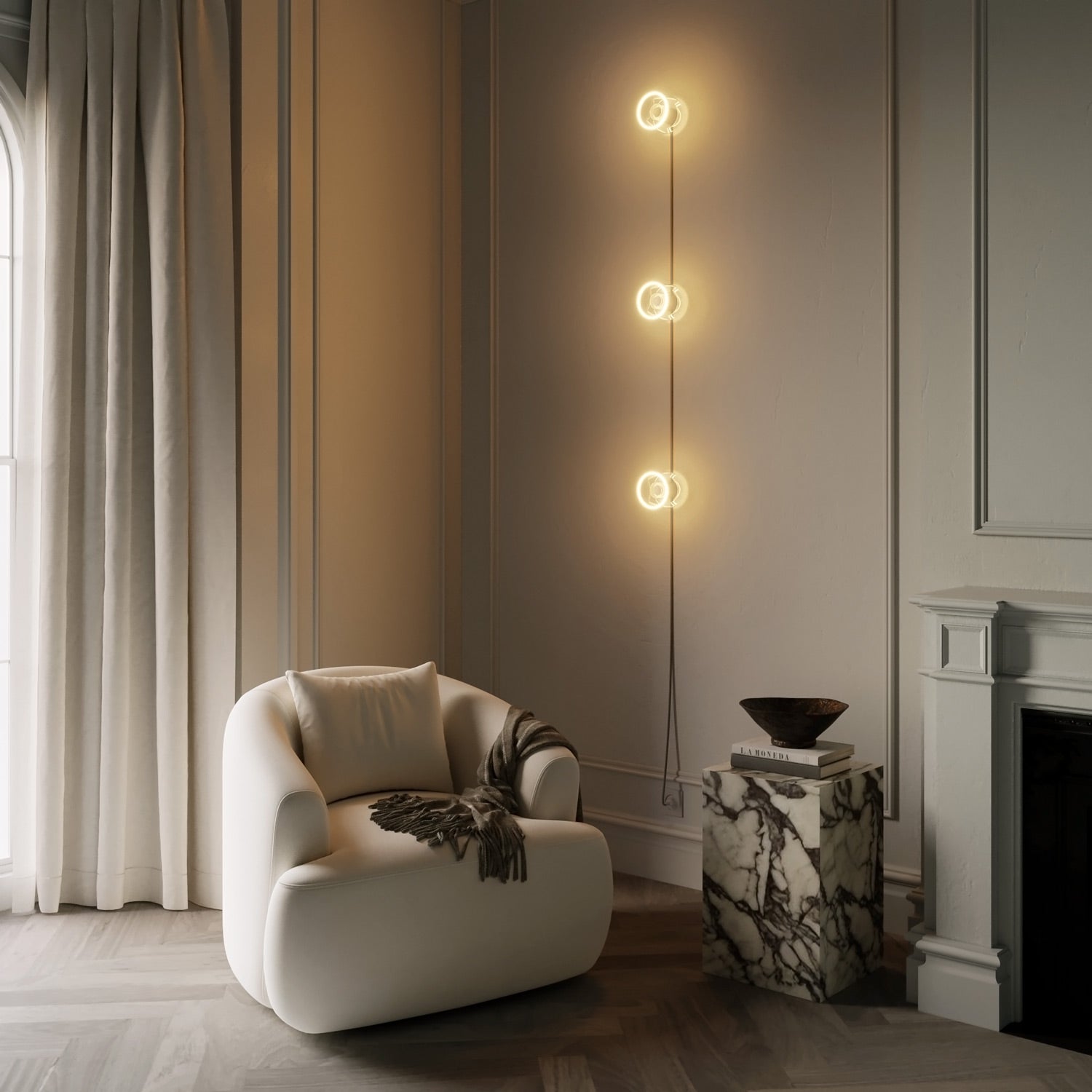 Lampada da parete Spostaluce con spina, 3 lampadine Ghost e cavo RN02