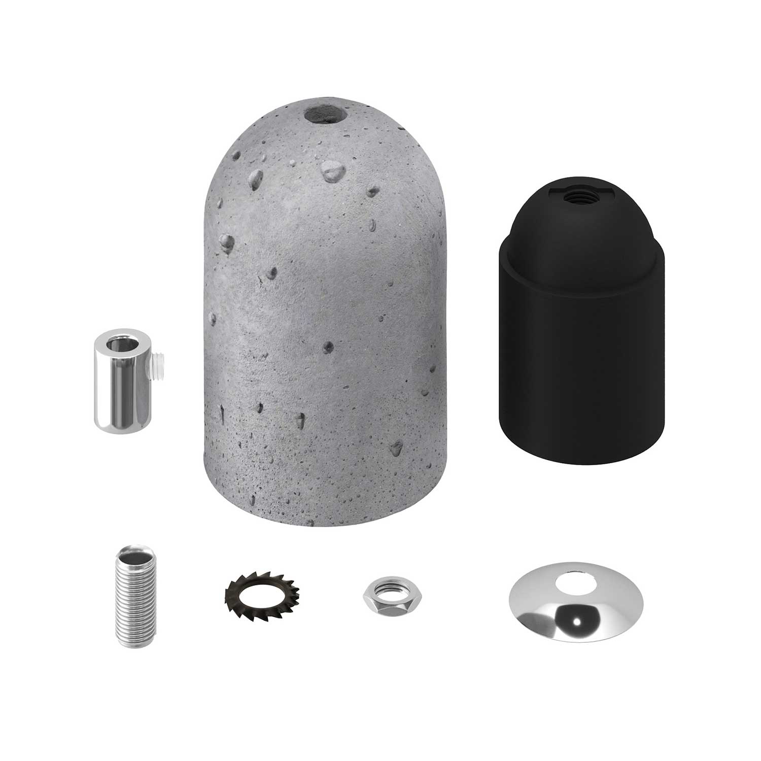 Kit portalampada E27 in cemento - Cemento chiaro
