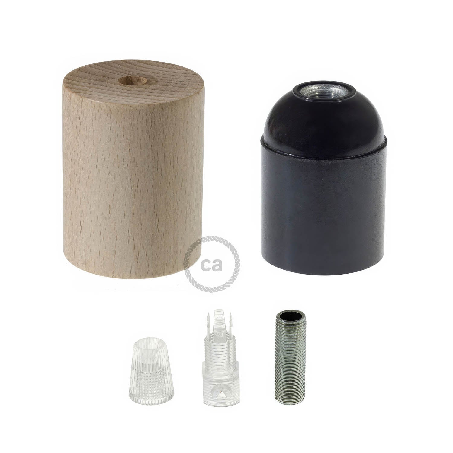 Kit portalampada E27 in legno - Neutro