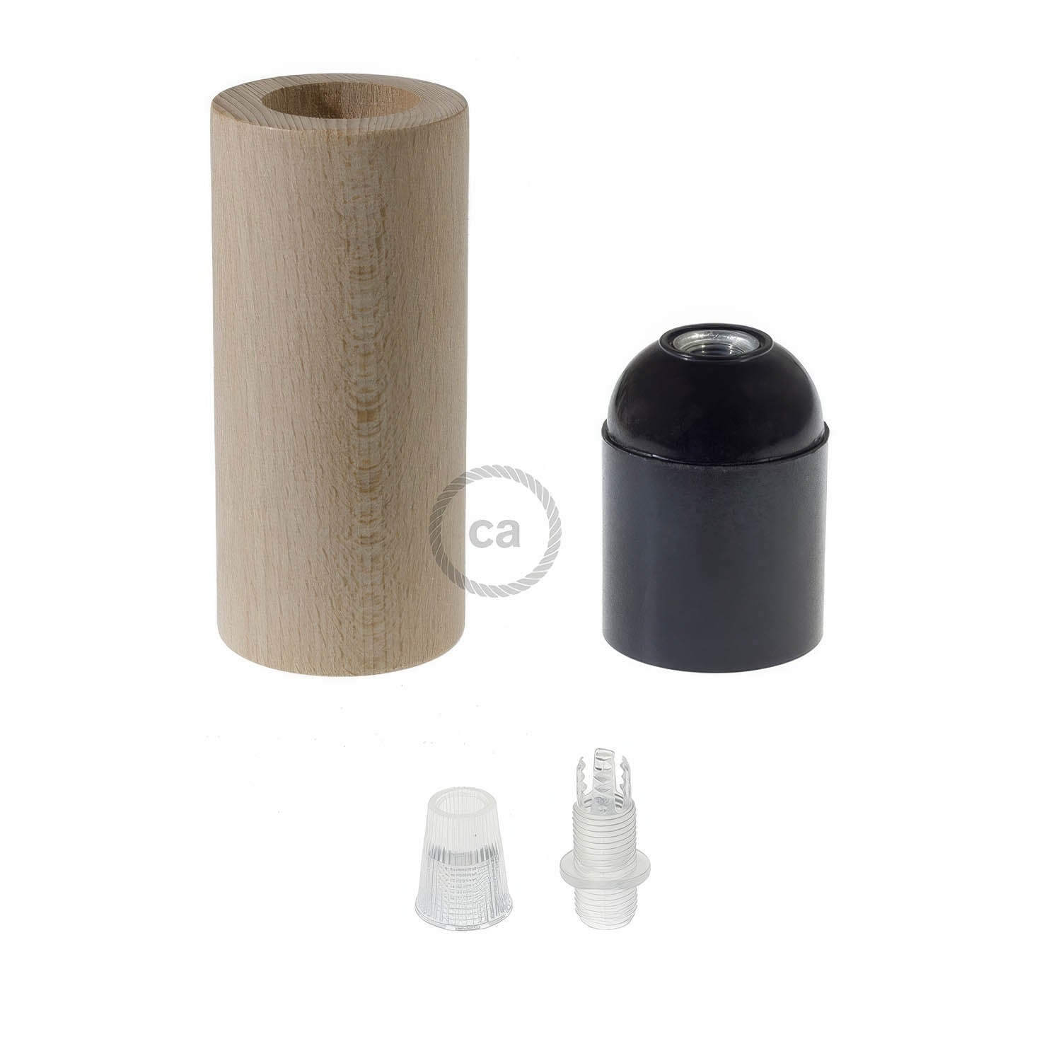 Kit portalampada E27 in legno per cordone 3XL - Neutro