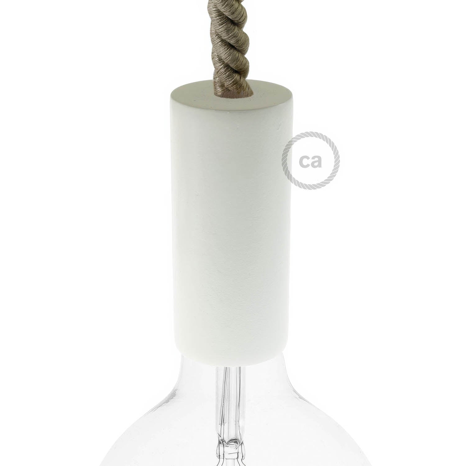 Kit portalampada E27 in legno per cordone XL - Bianco