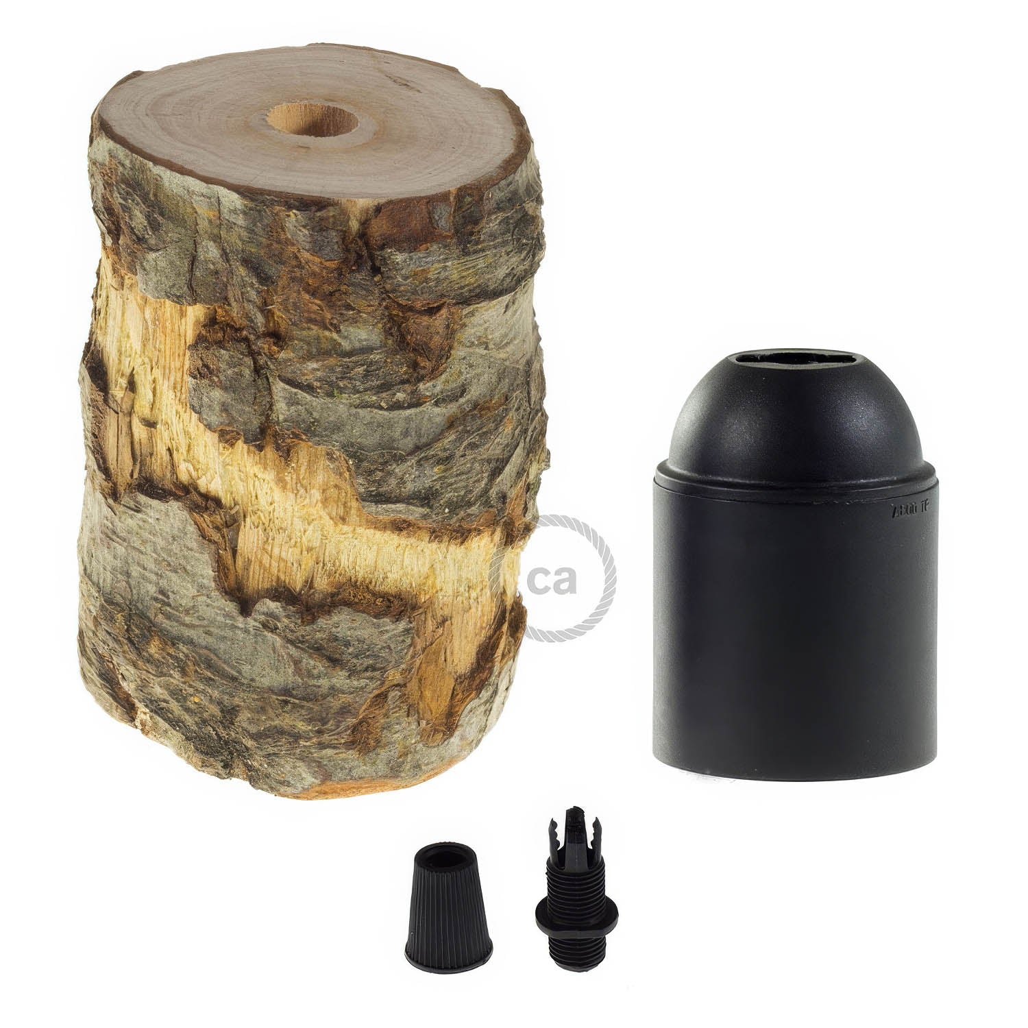 Kit portalampada E27 in corteccia versione Small - Corteccia