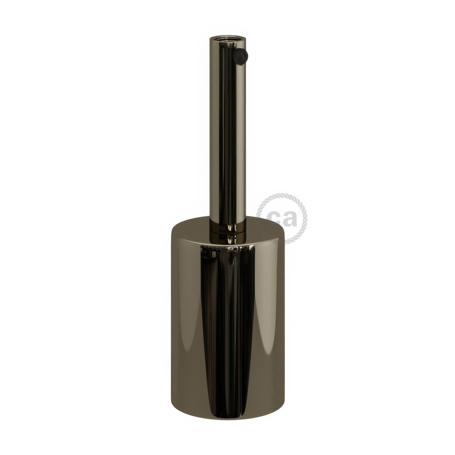 Kit portalampada E27 cilindrico in metallo con serracavo da 7 cm - Nero perla