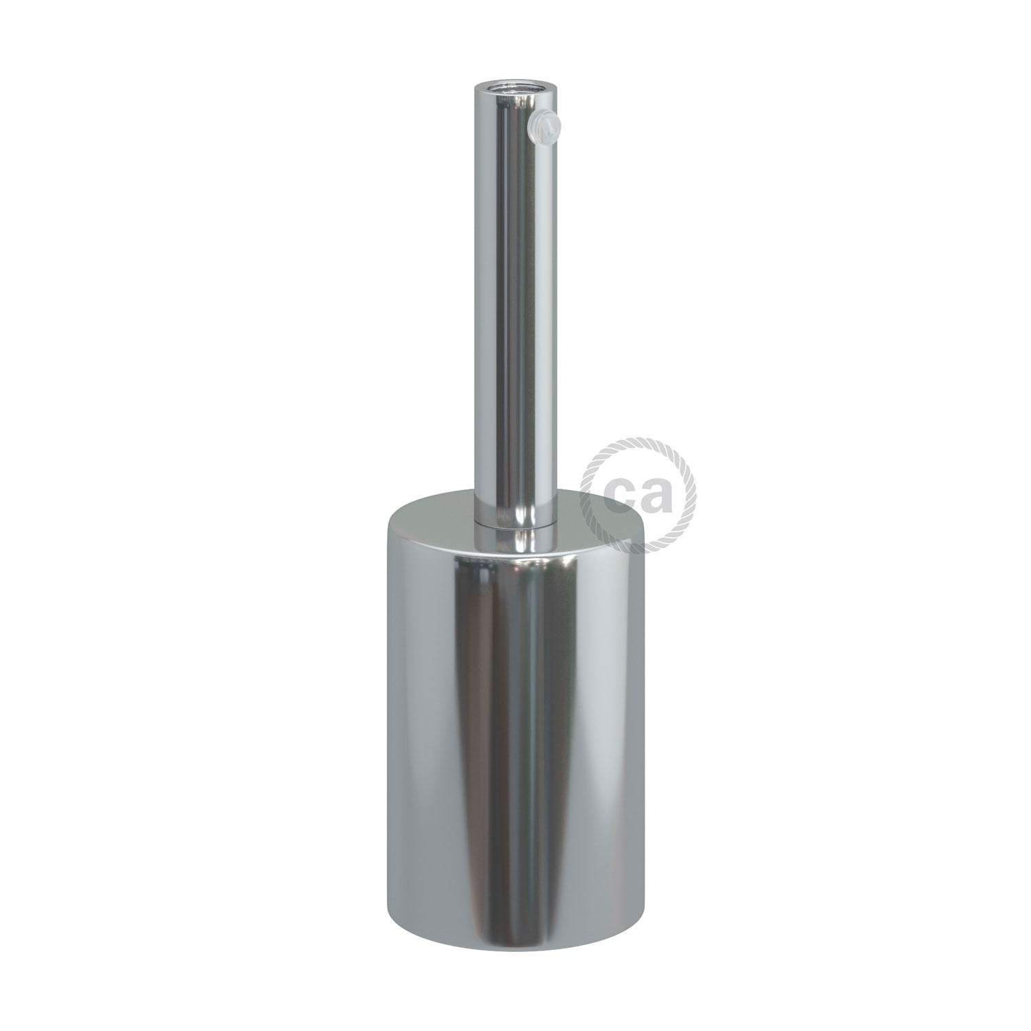 Kit portalampada E27 cilindrico in metallo con serracavo da 7 cm - Cromo