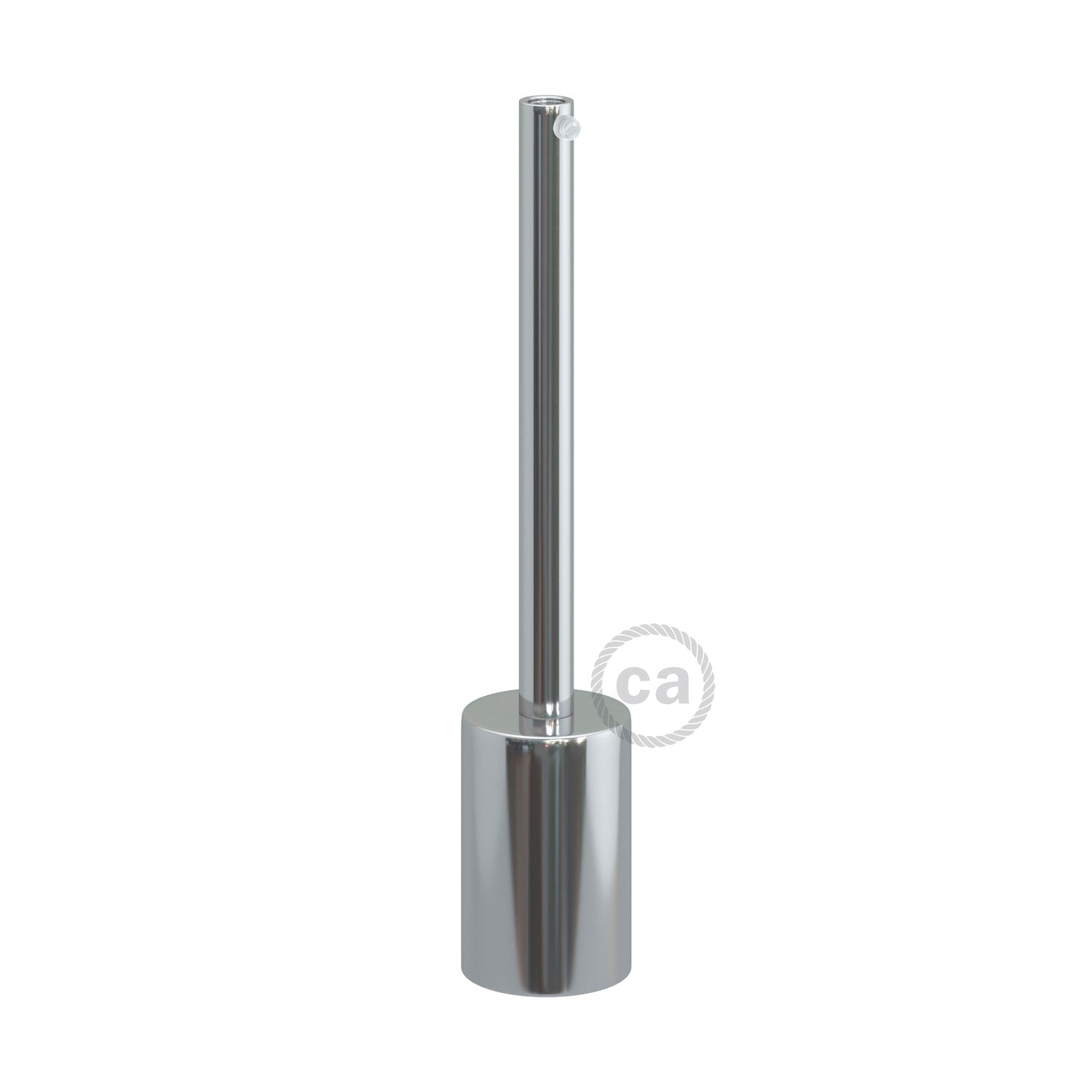 Kit portalampada E27 cilindrico in metallo con serracavo da 15 cm - Cromo