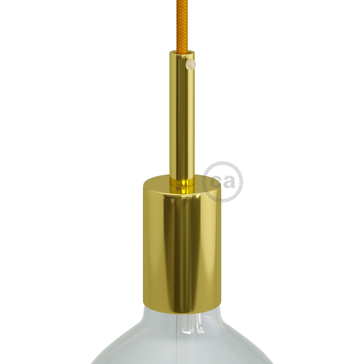 Kit portalampada E27 cilindrico in metallo con serracavo da 7 cm - Ottone