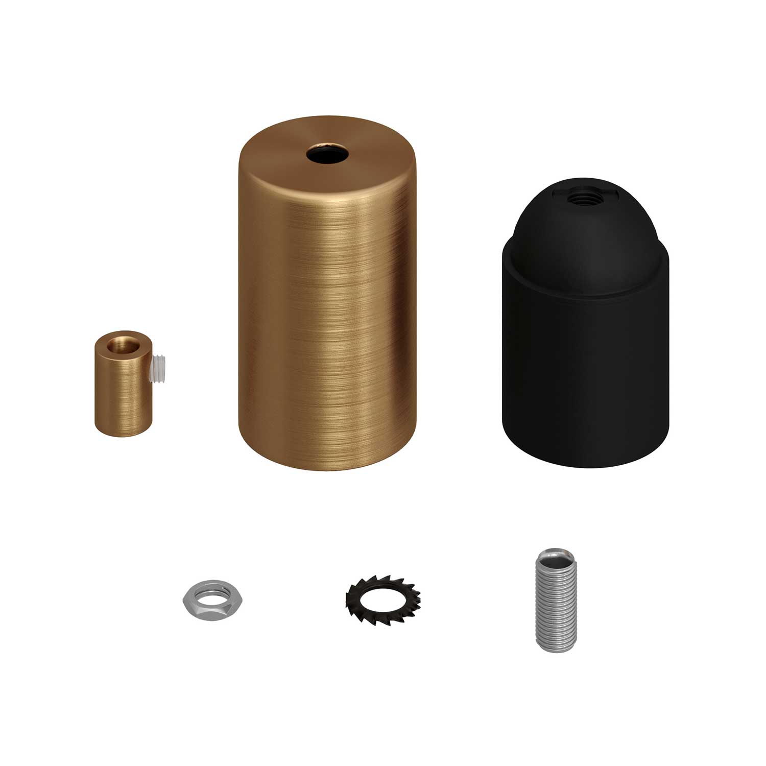 Kit portalampada E27 cilindrico in metallo - Bronzo satinato