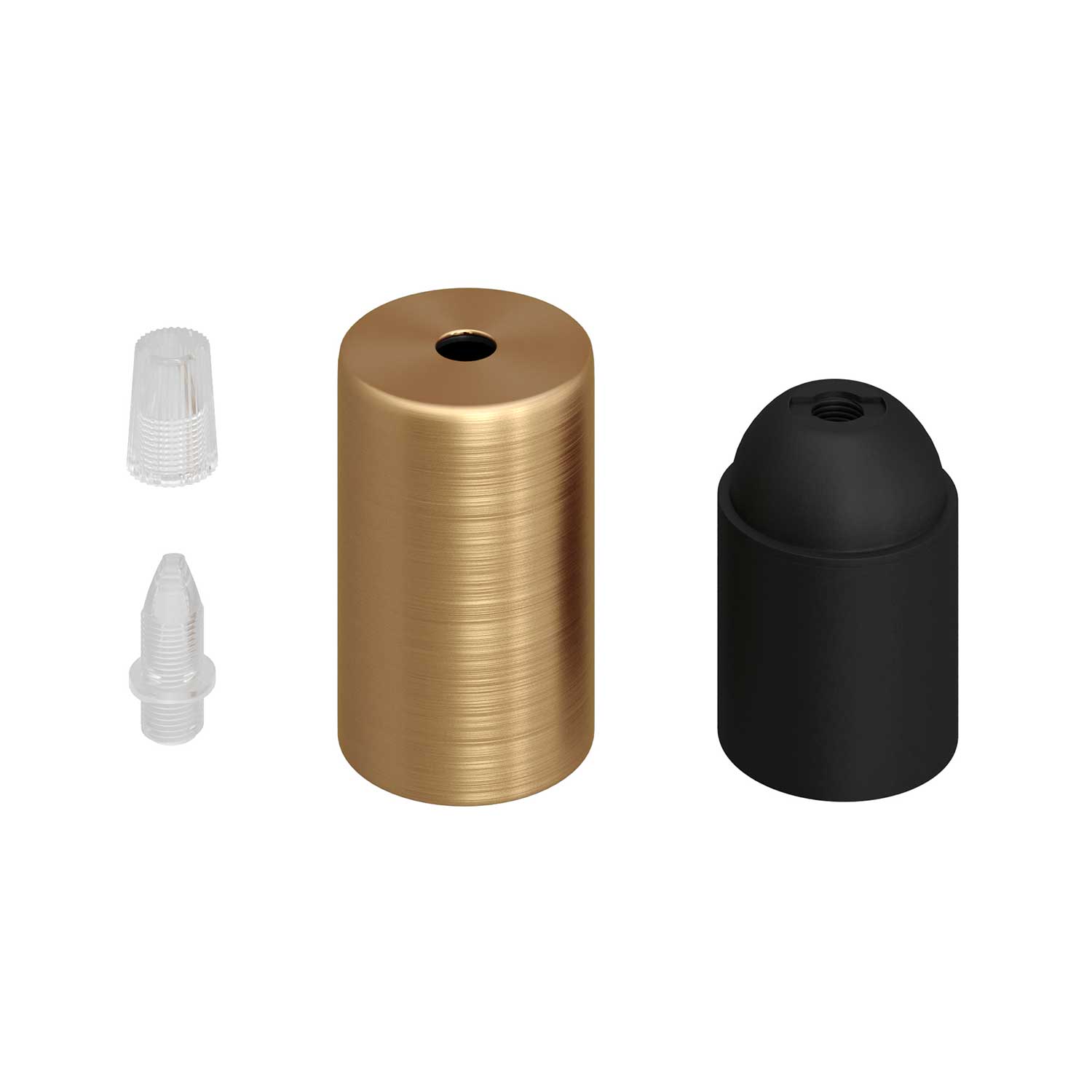 Kit portalampada E27 cilindrico in metallo - Bronzo satinato
