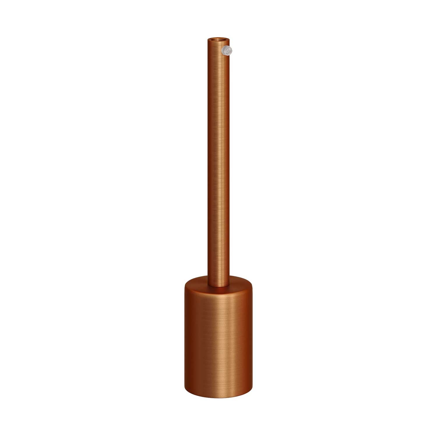 Kit portalampada E27 cilindrico in metallo con serracavo da 15 cm - Rame satinato