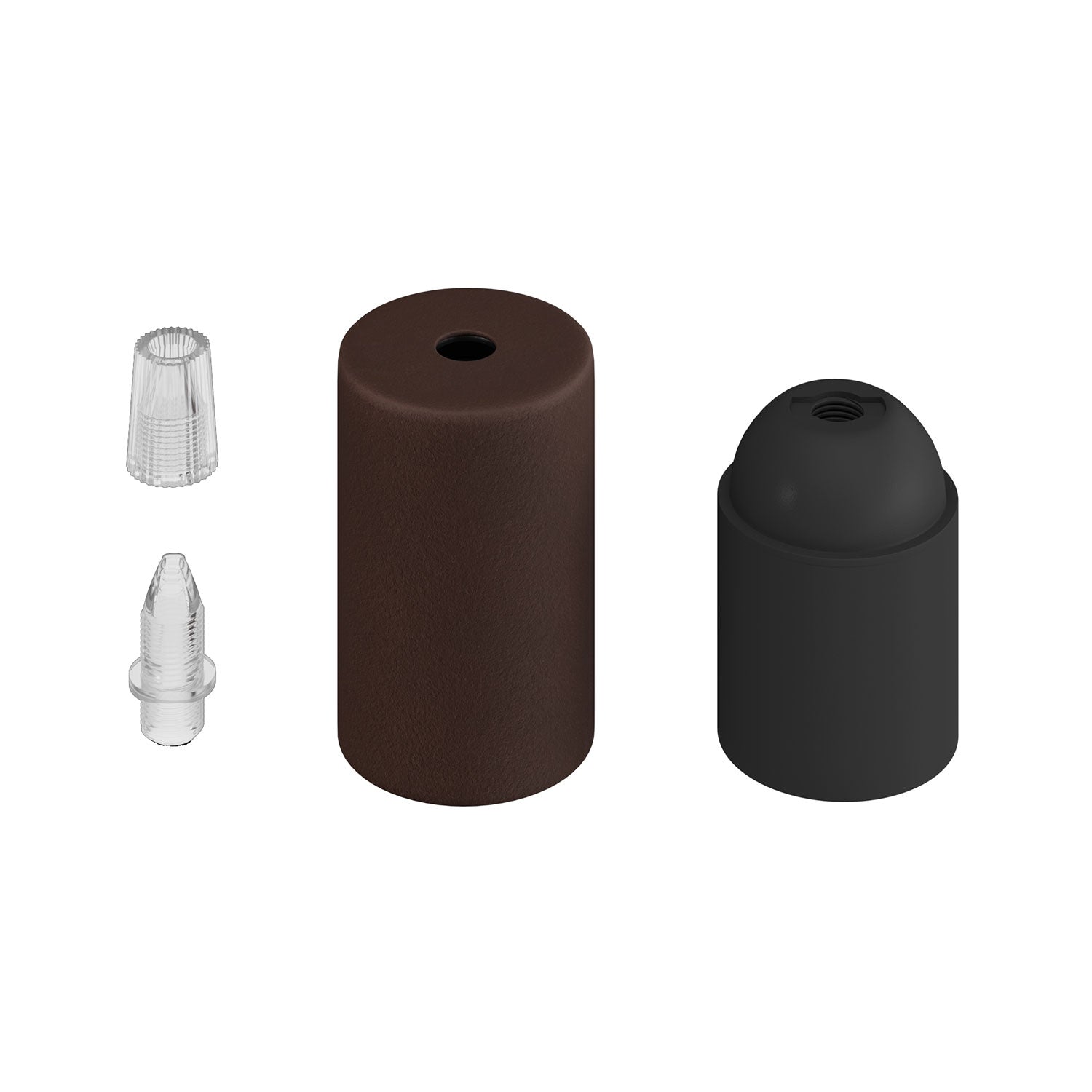 Kit portalampada E27 cilindrico in metallo - Ruggine scura verniciata