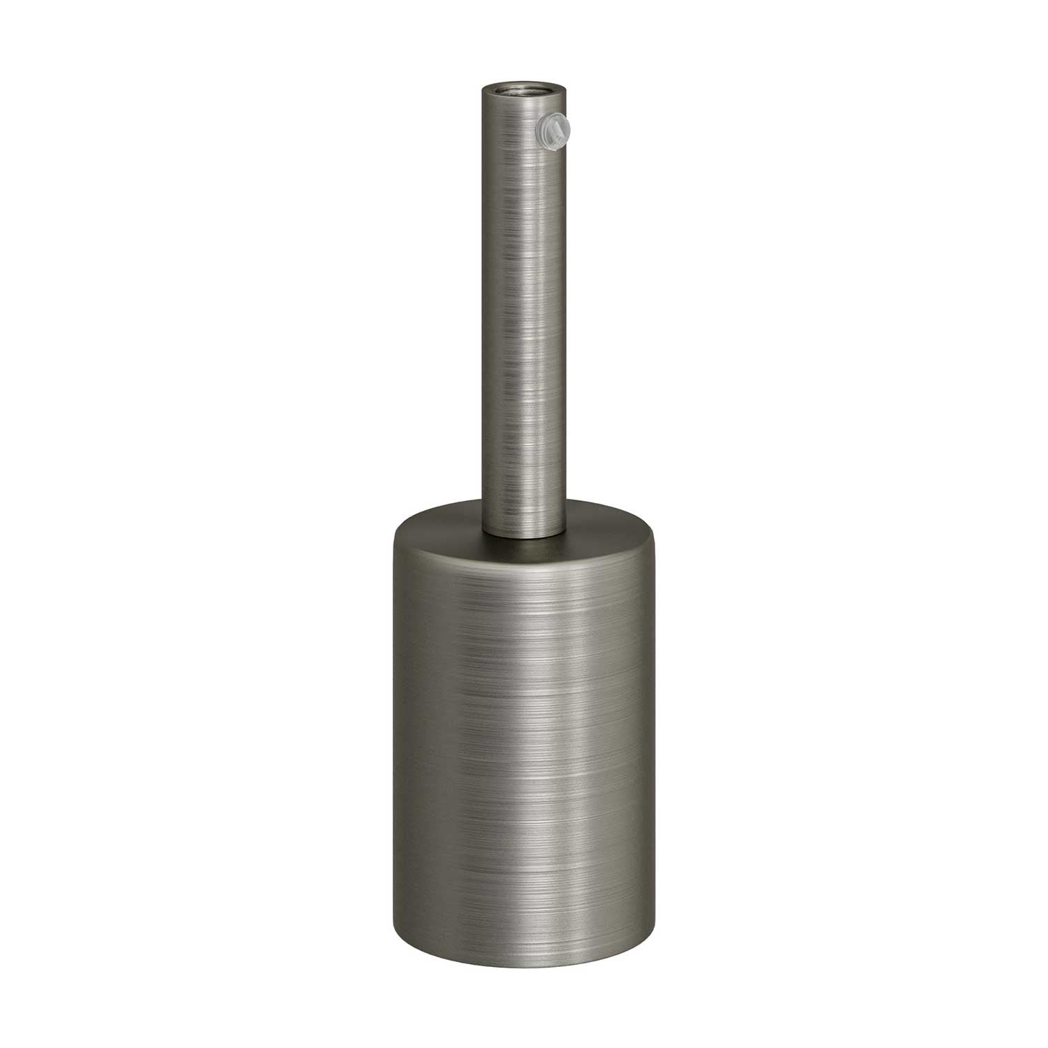 Kit portalampada E27 cilindrico in metallo con serracavo da 7 cm - Titanio satinato
