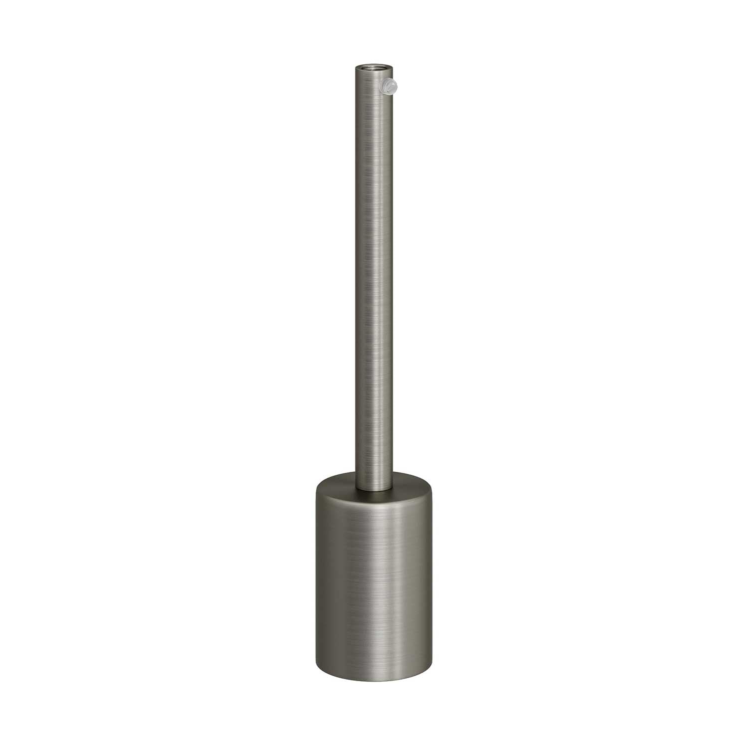 Kit portalampada E27 cilindrico in metallo con serracavo da 15 cm - Titanio satinato