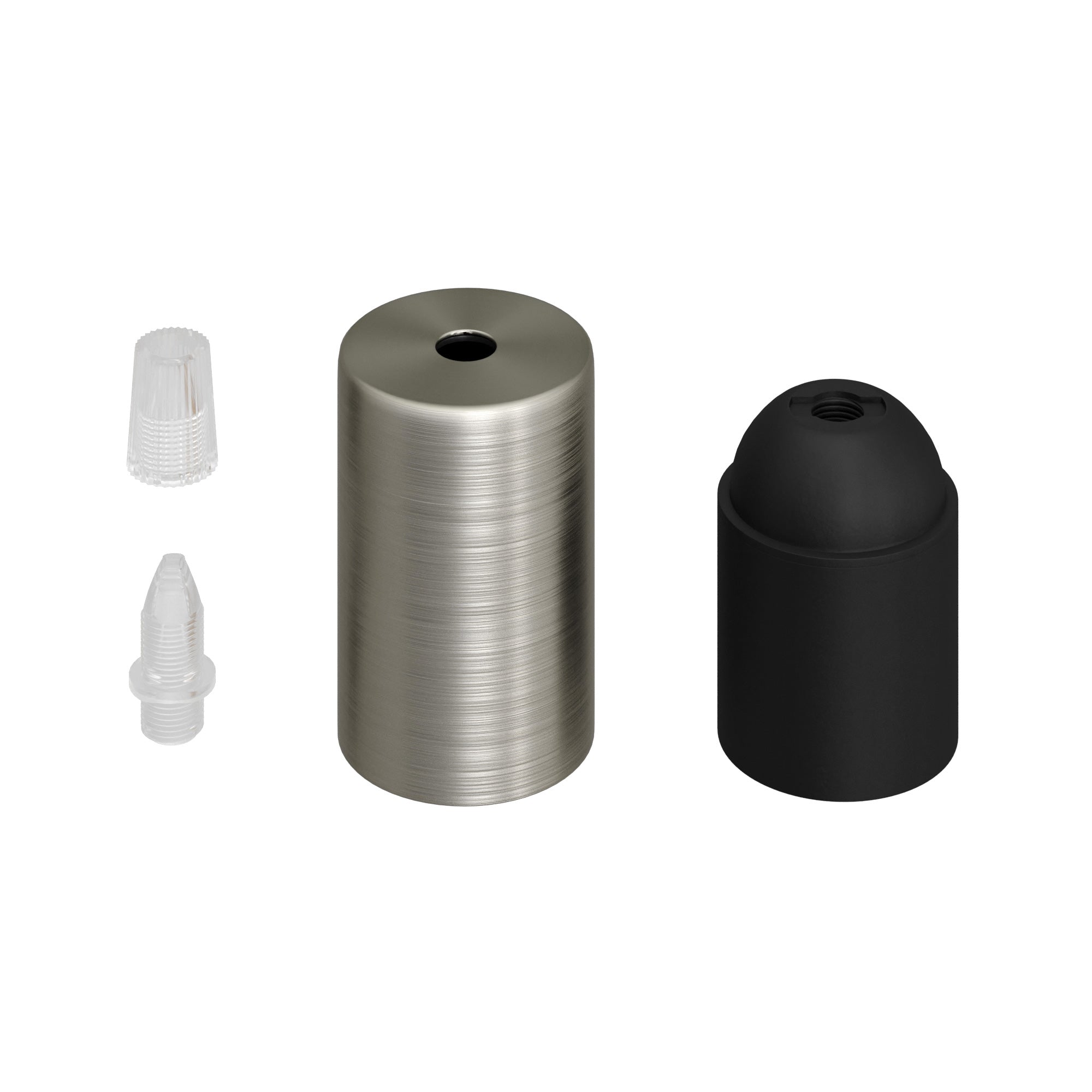 Kit portalampada E27 cilindrico in metallo - Titanio satinato