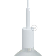Kit portalampada E27 cilindrico in metallo con serracavo da 7 cm - Bianco opaco