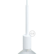 Kit portalampada E27 cilindrico in metallo con serracavo da 15 cm - Bianco opaco