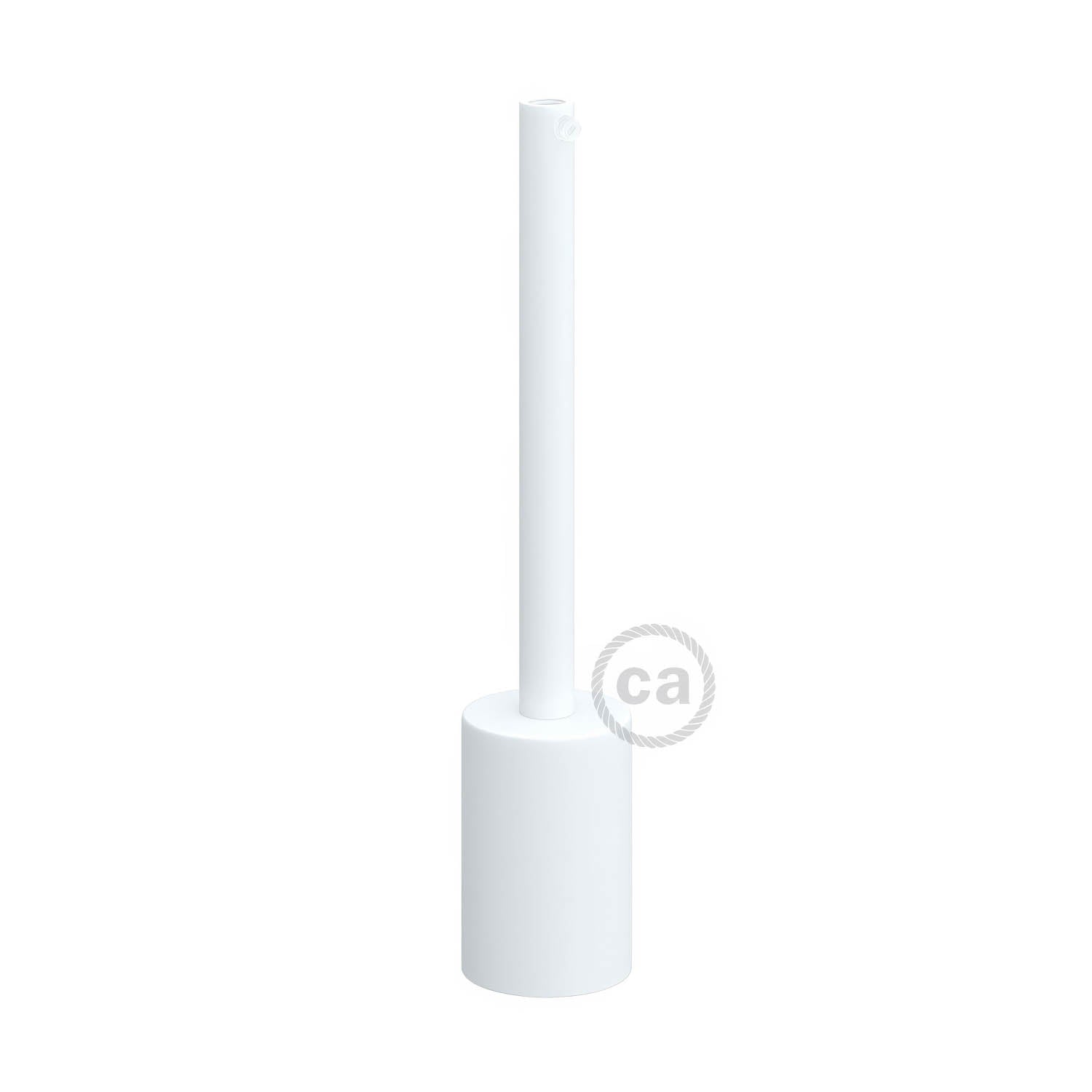 Kit portalampada E27 cilindrico in metallo con serracavo da 15 cm - Bianco opaco