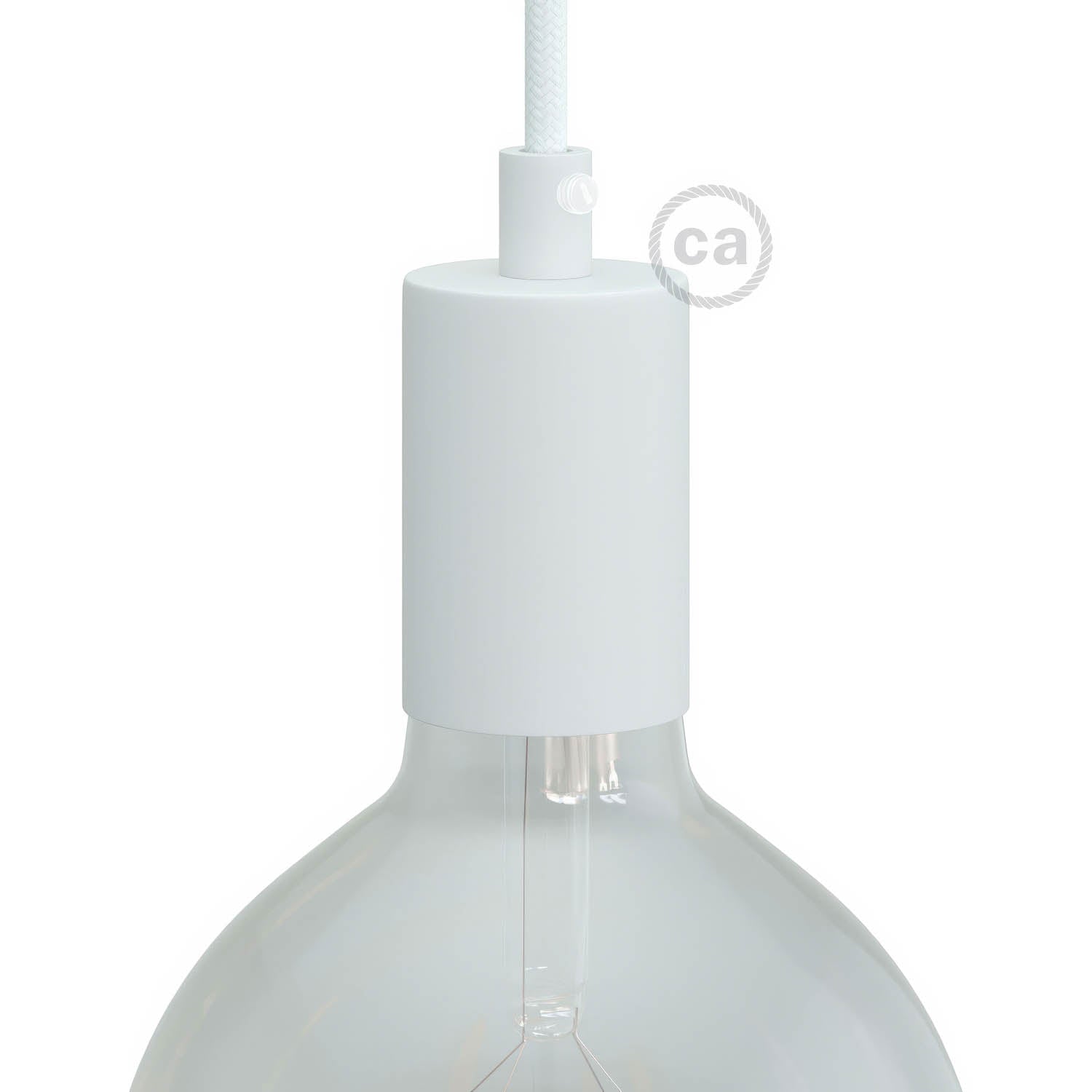 Kit portalampada E27 cilindrico in metallo - Bianco opaco