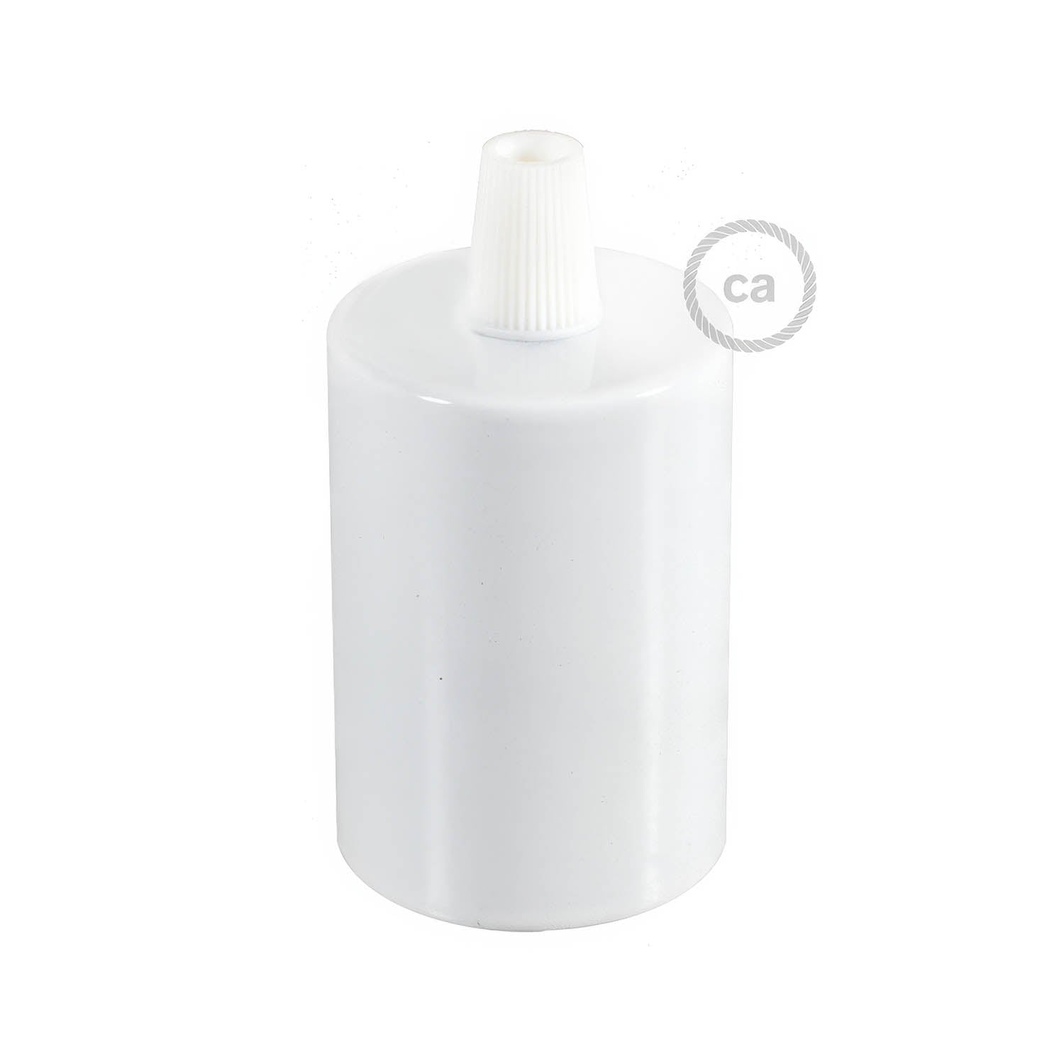 Kit portalampada E27 cilindrico in metallo - Bianco lucido