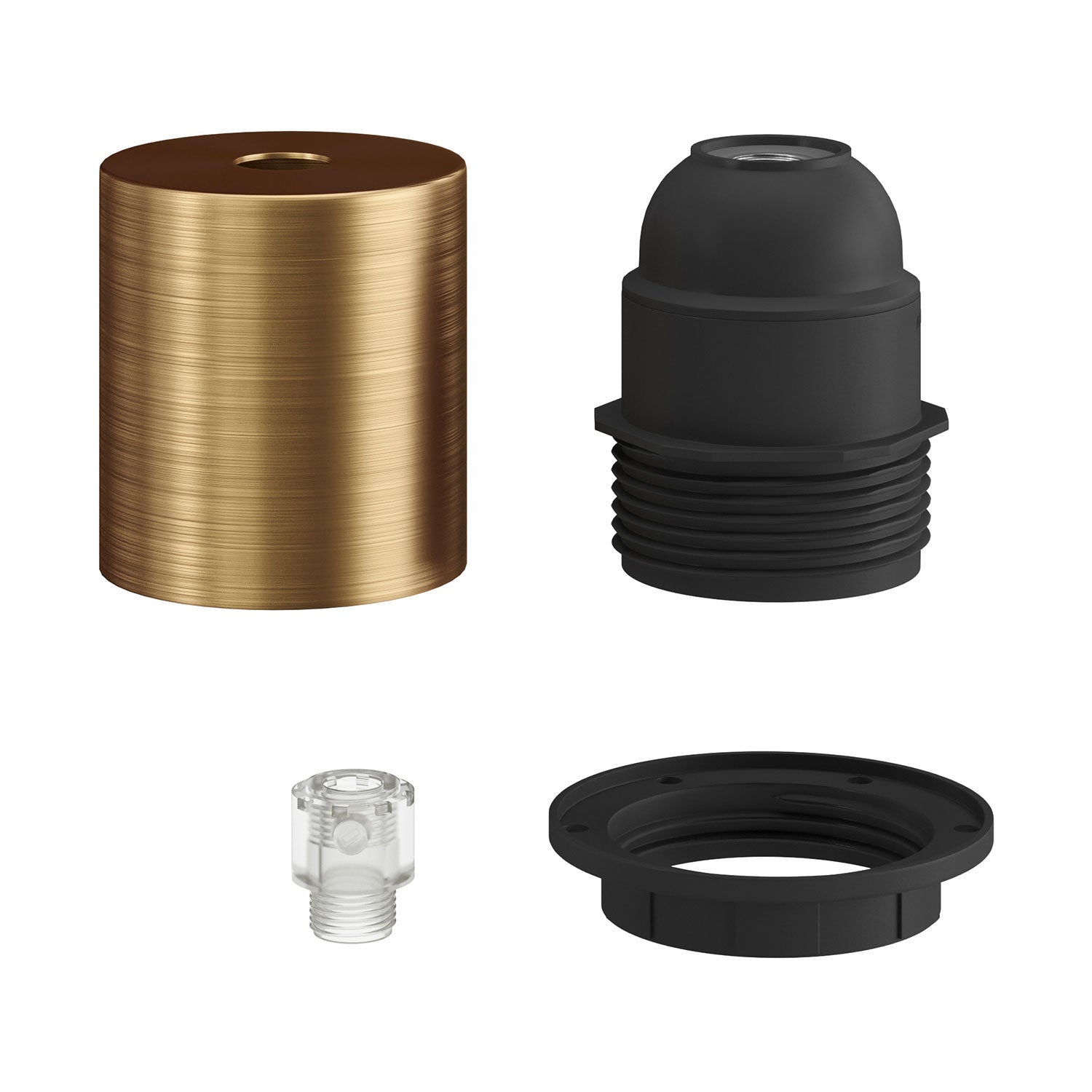 Kit portalampada E27 semifilettato in metallo con serracavo nascosto - Bronzo satinato