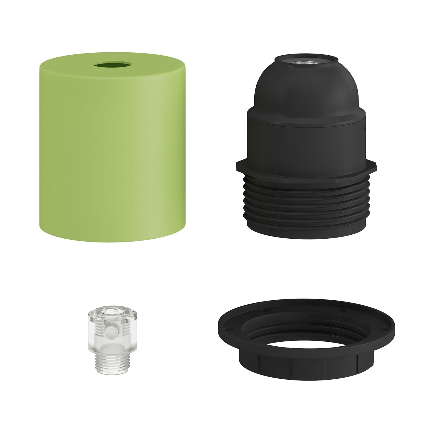 Kit portalampada E27 semifilettato in metallo con serracavo nascosto - Verde prato