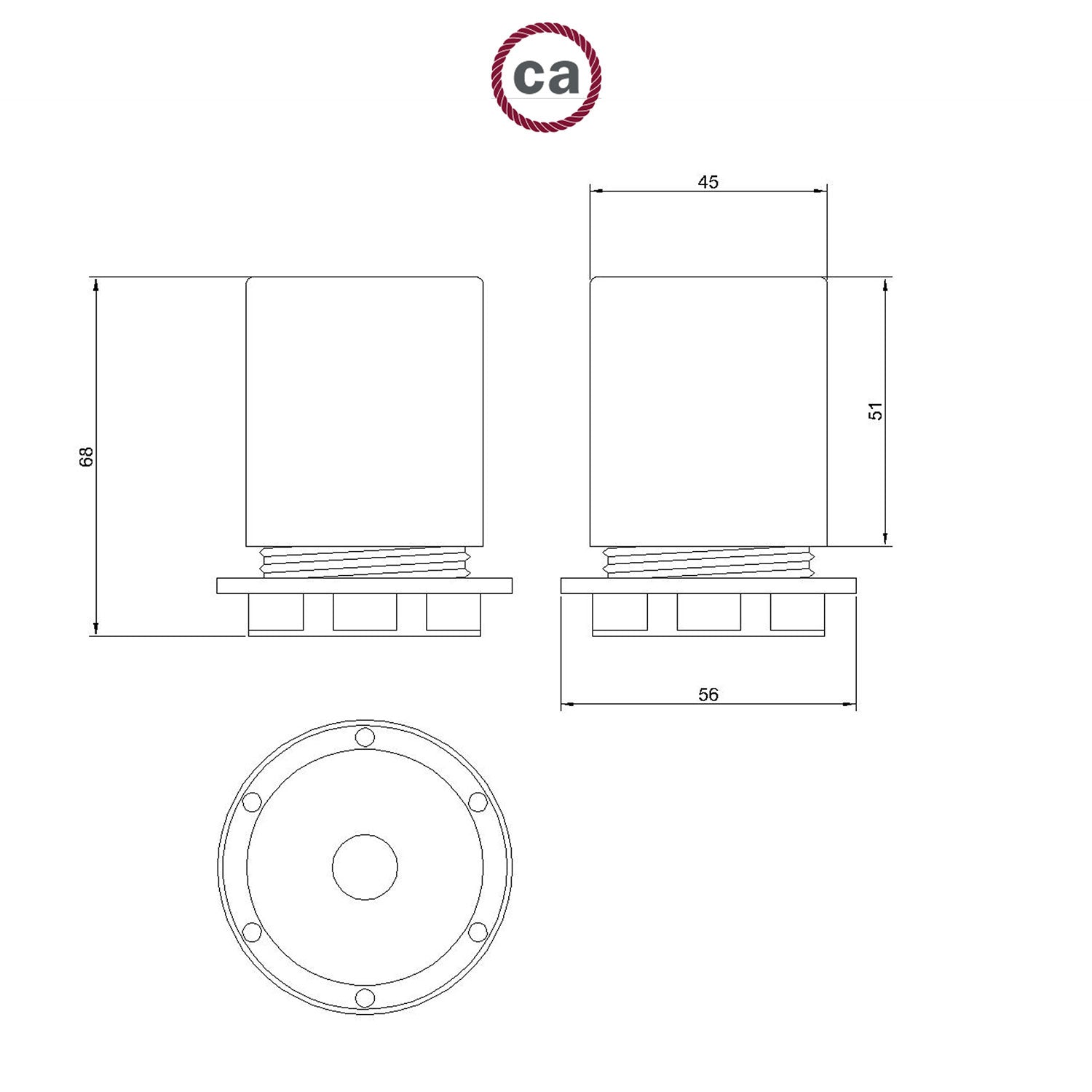 Kit portalampada E27 semifilettato in metallo con serracavo nascosto - Bronzo satinato