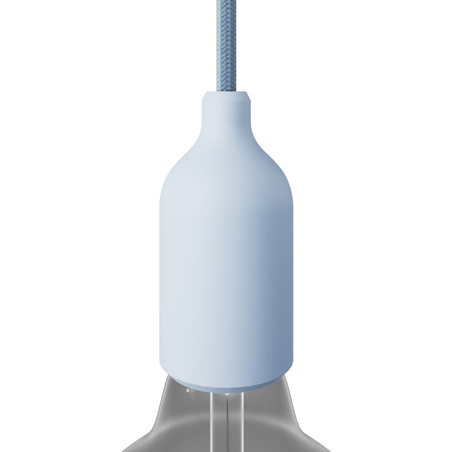 Kit portalampada E27 in silicone con serracavo nascosto - Blu carta da zucchero