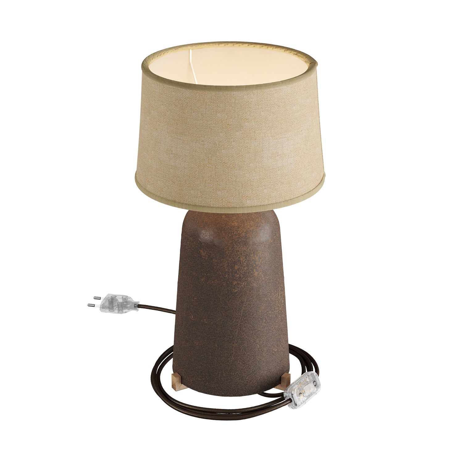 Lampada da tavolo in ceramica Bottiglia con paralume Athena - Juta naturale