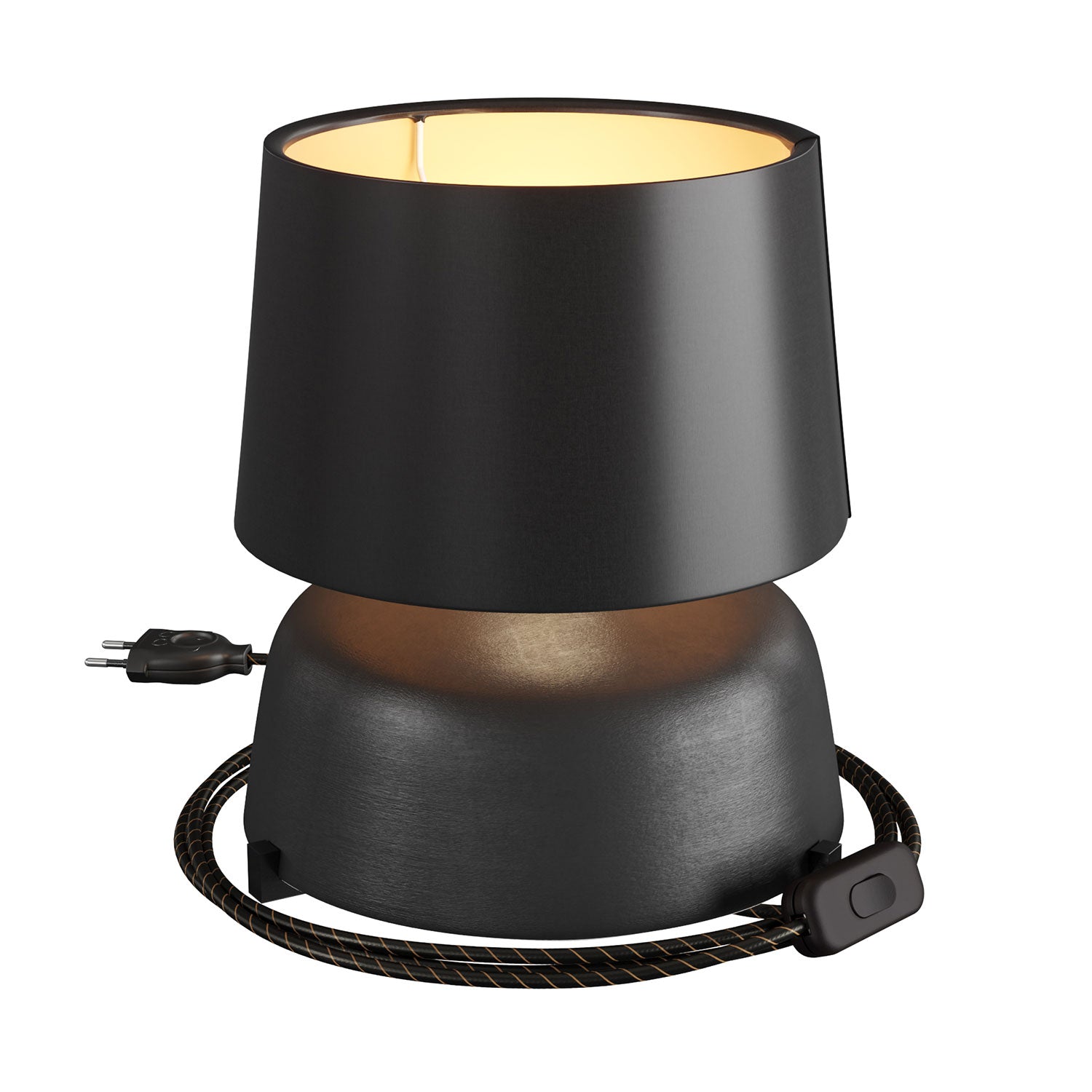 Lampada da tavolo in ceramica Coppa con paralume Athena - Nero