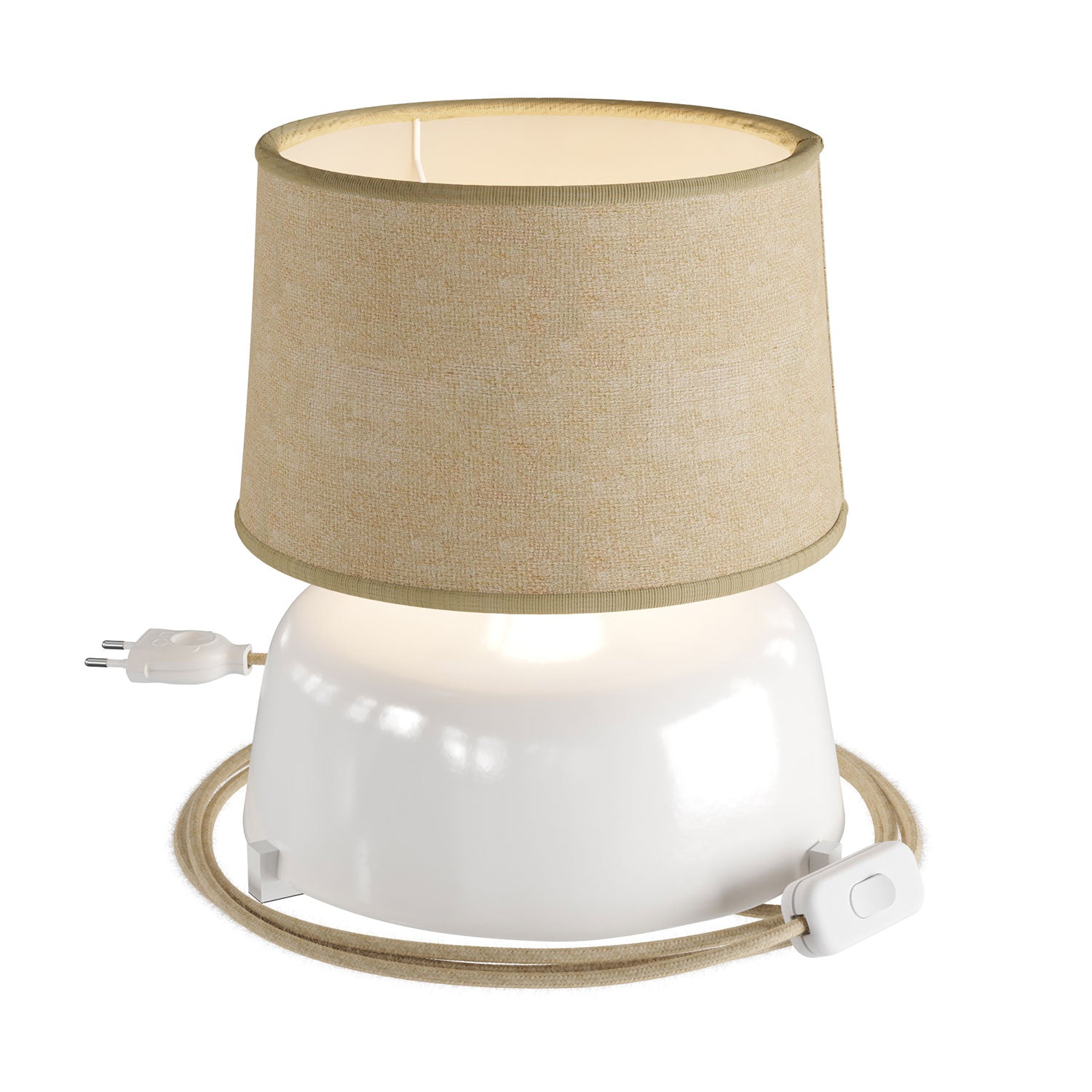 Lampada da tavolo in ceramica Coppa con paralume Athena - Juta naturale