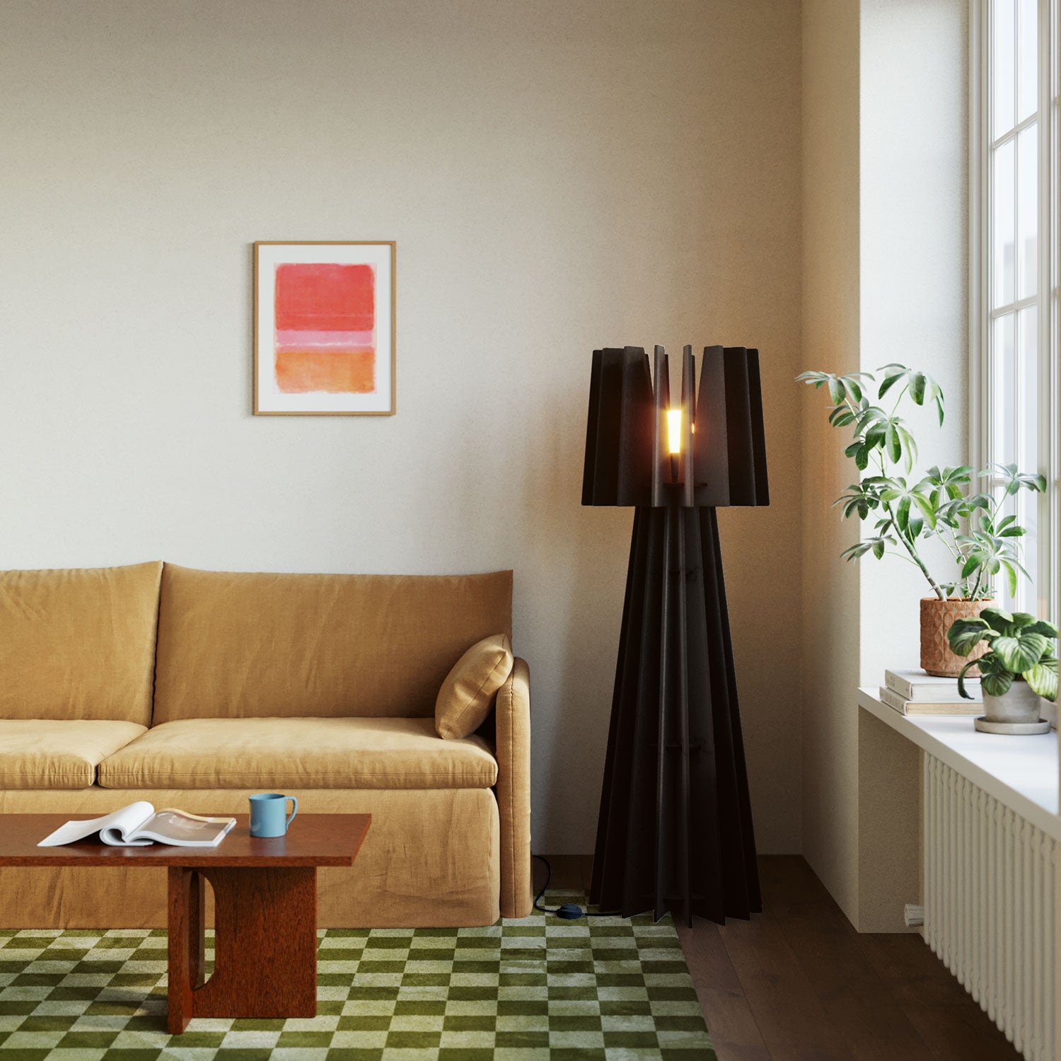 SHHINE lampada da terra in materiale fonoassorbente - Nero melange