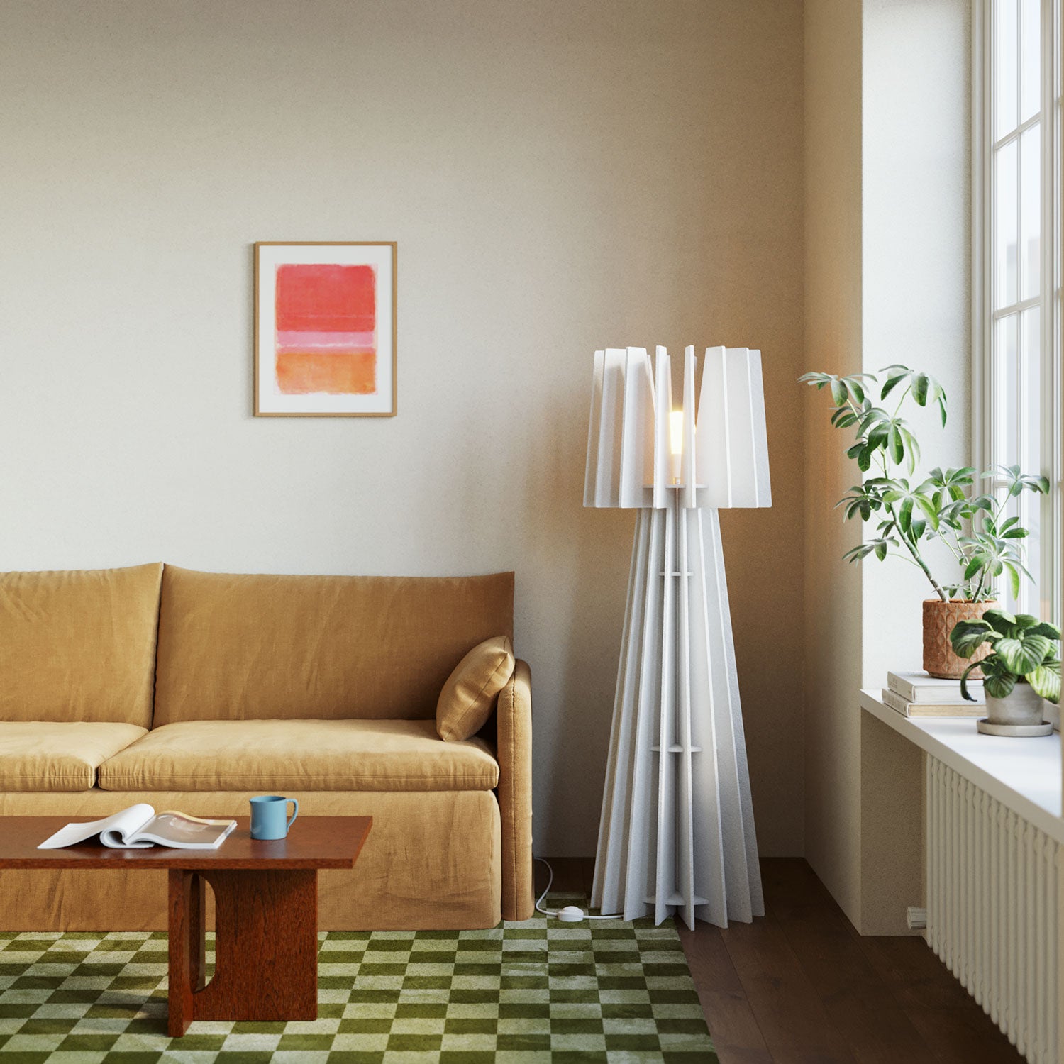 SHHINE lampada da terra in materiale fonoassorbente - Bianco melange