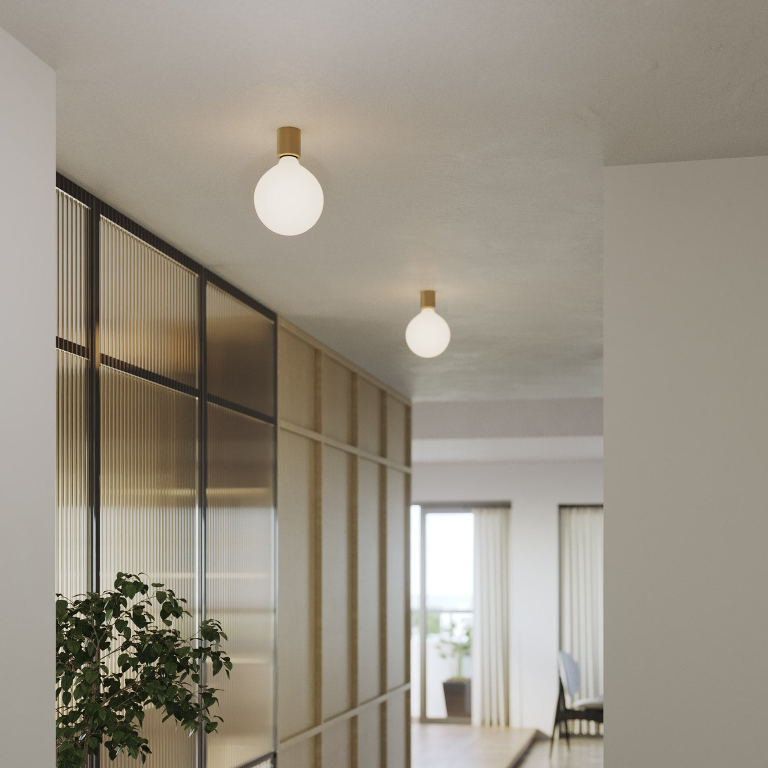 Portalampada E27 in metallo da parete o soffitto - Bronzo satinato