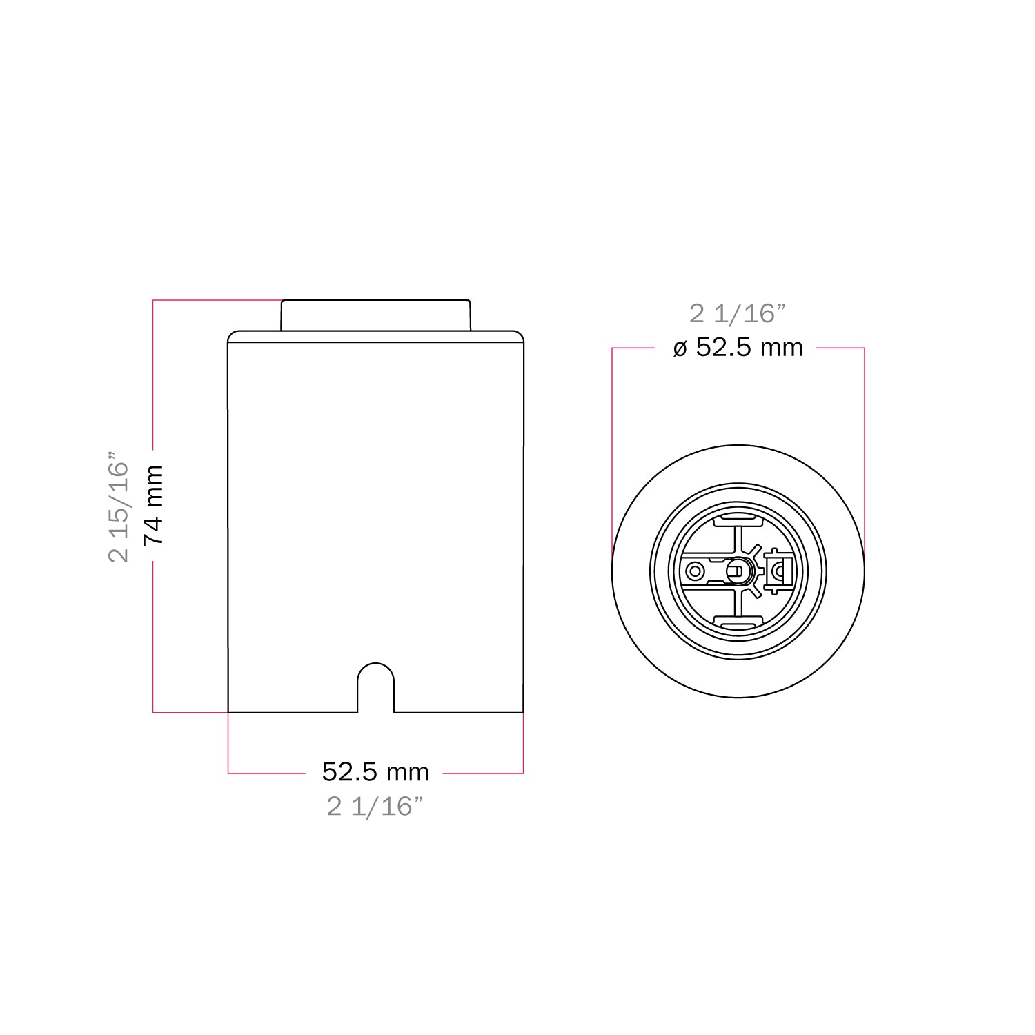 Portalampada E27 Spostaluce in metallo da parete o soffitto - Rame satinato
