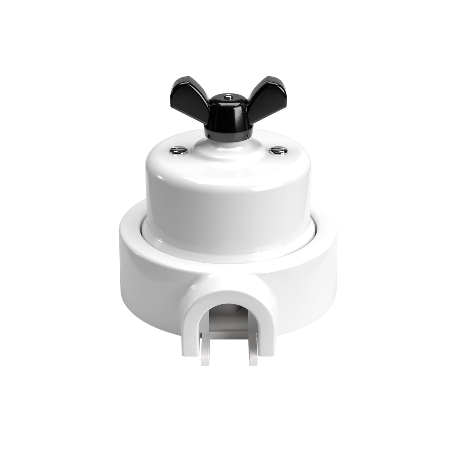 Kit interruttore/deviatore con dado a farfalla e base per Creative-Tubes  in porcellana bianca