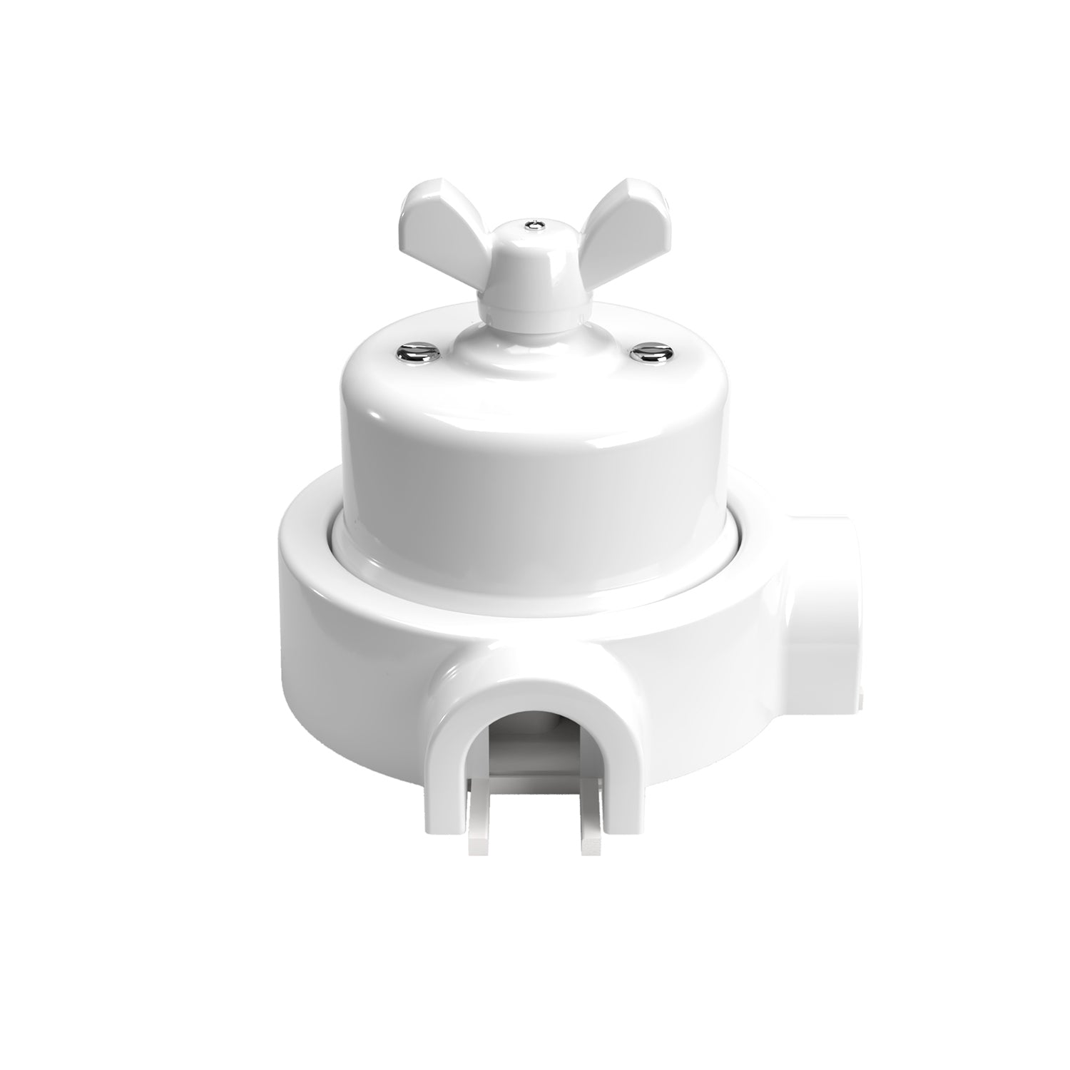 Kit interruttore/deviatore con dado a farfalla e base per Creative-Tubes  in porcellana bianca