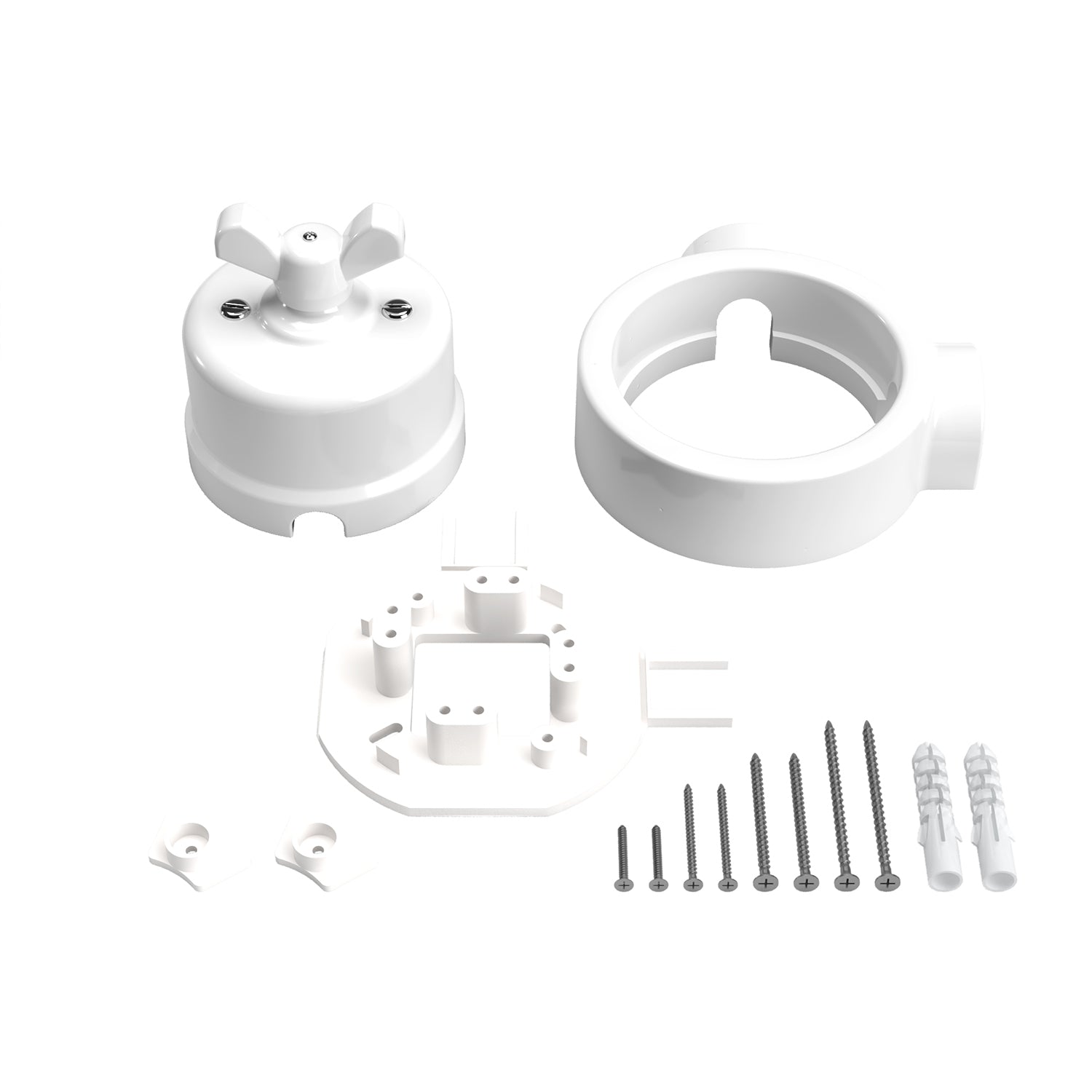 Kit interruttore/deviatore con dado a farfalla e base per Creative-Tubes  in porcellana bianca