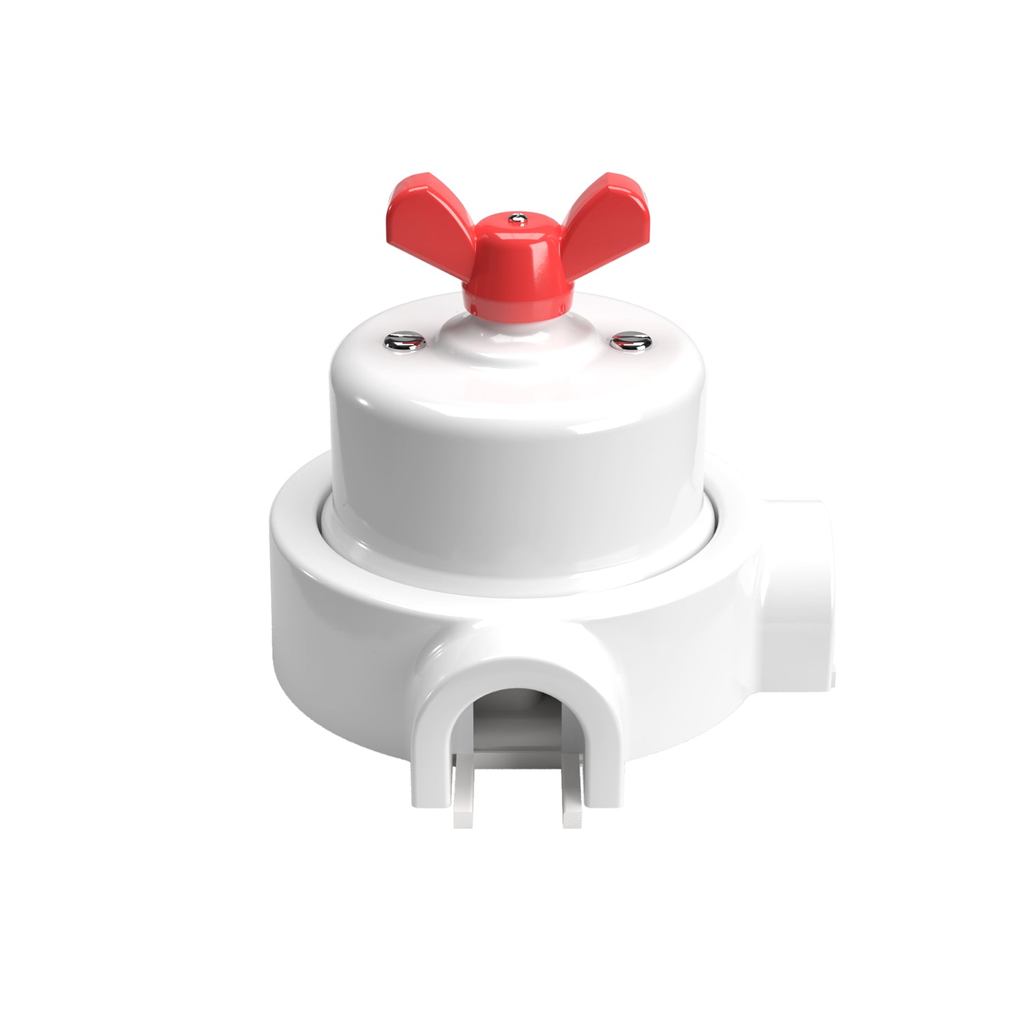 Kit interruttore/deviatore con dado a farfalla e base per Creative-Tubes  in porcellana bianca