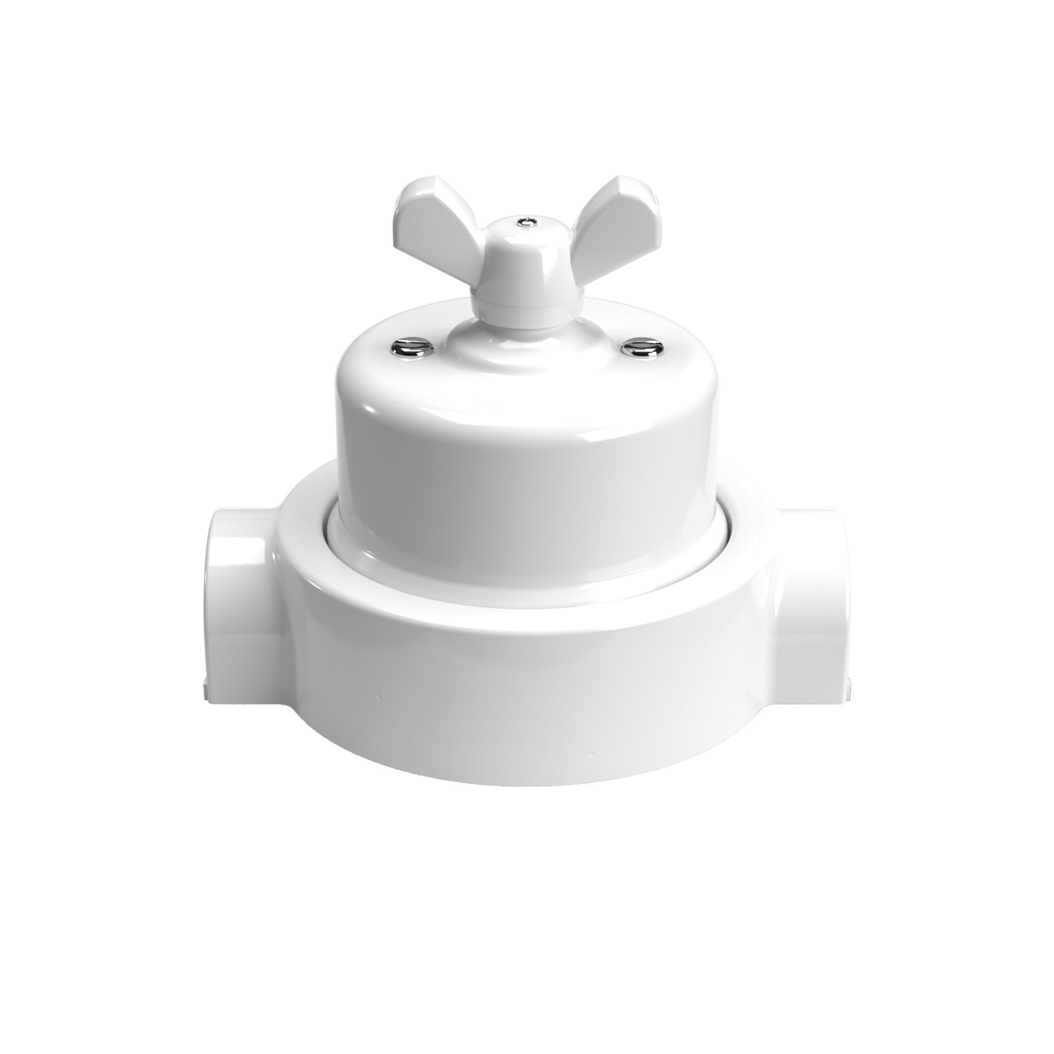 Kit interruttore/deviatore con dado a farfalla e base per Creative-Tubes  in porcellana bianca