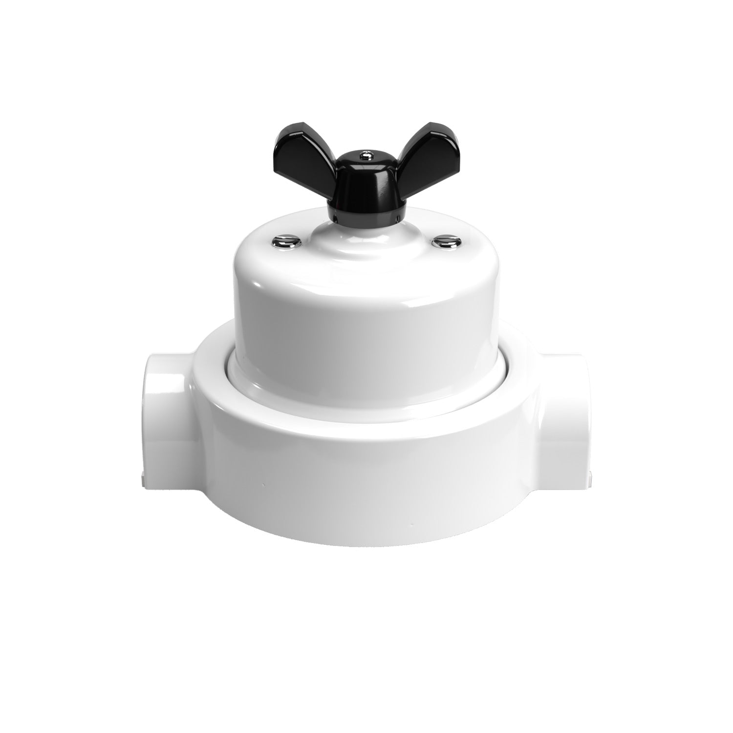 Kit interruttore/deviatore con dado a farfalla e base per Creative-Tubes  in porcellana bianca