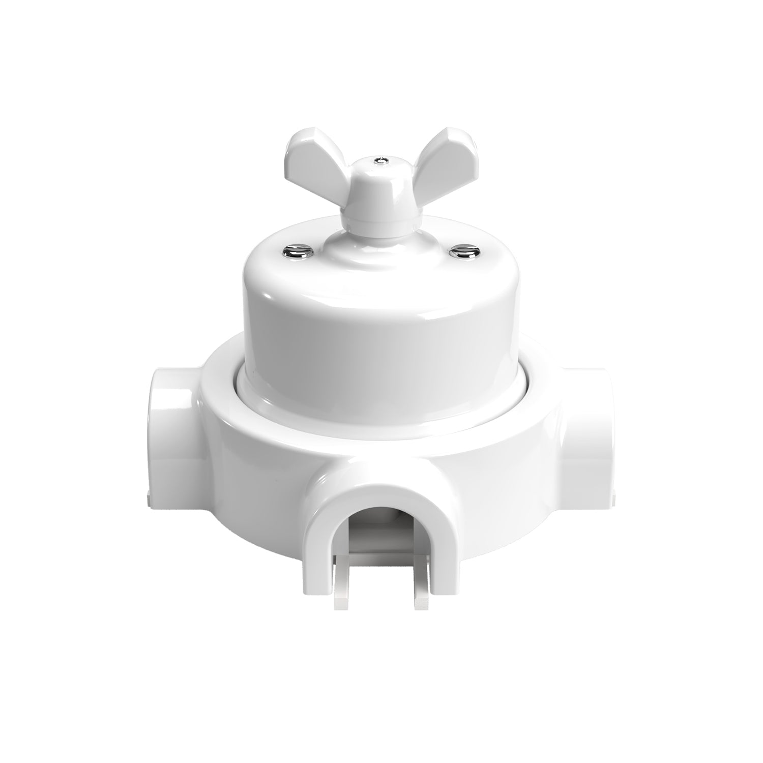 Kit interruttore/deviatore con dado a farfalla e base per Creative-Tubes  in porcellana bianca