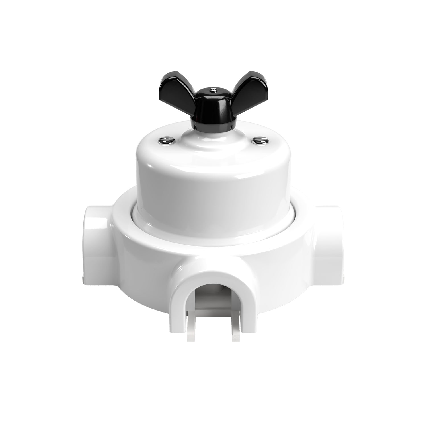 Kit interruttore/deviatore con dado a farfalla e base per Creative-Tubes  in porcellana bianca