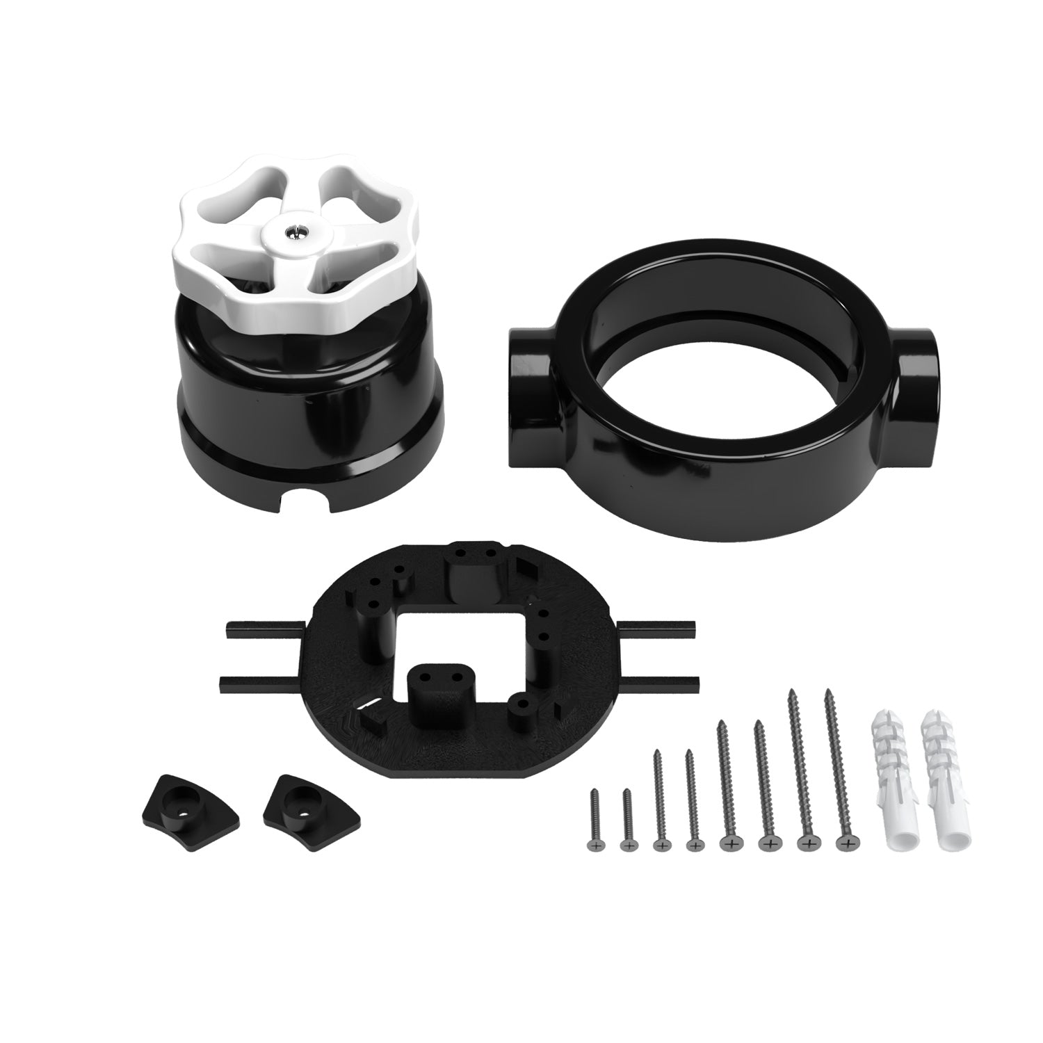 Kit interruttore/deviatore con manopola e base per Creative-Tubes in porcellana nera