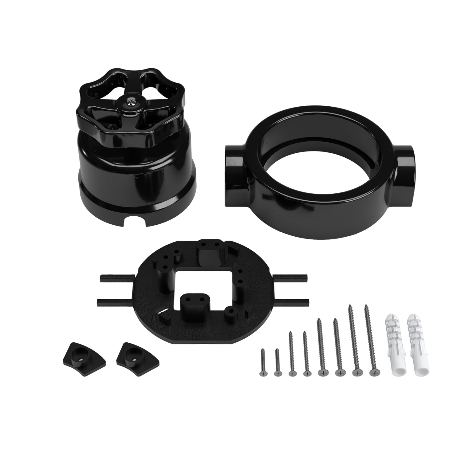 Kit interruttore/deviatore con manopola e base per Creative-Tubes in porcellana nera